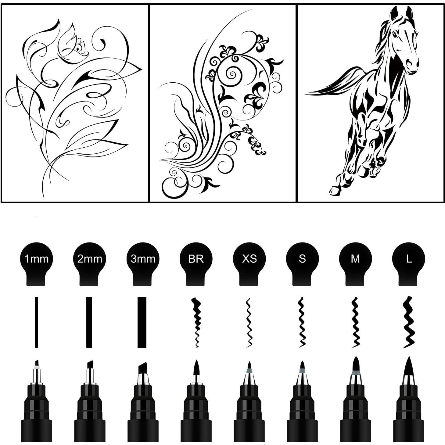 Set de 8 Plumas de Caligrafía Brusarth - Tinta Negra, Ergonomicas