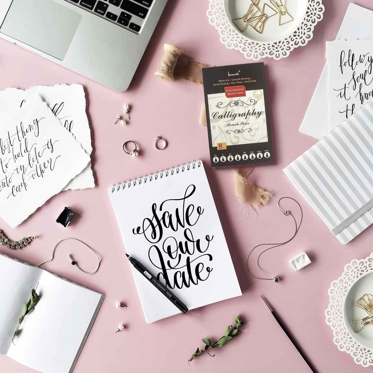 Set de 8 Plumas de Caligrafía Brusarth - Tinta Negra, Ergonomicas