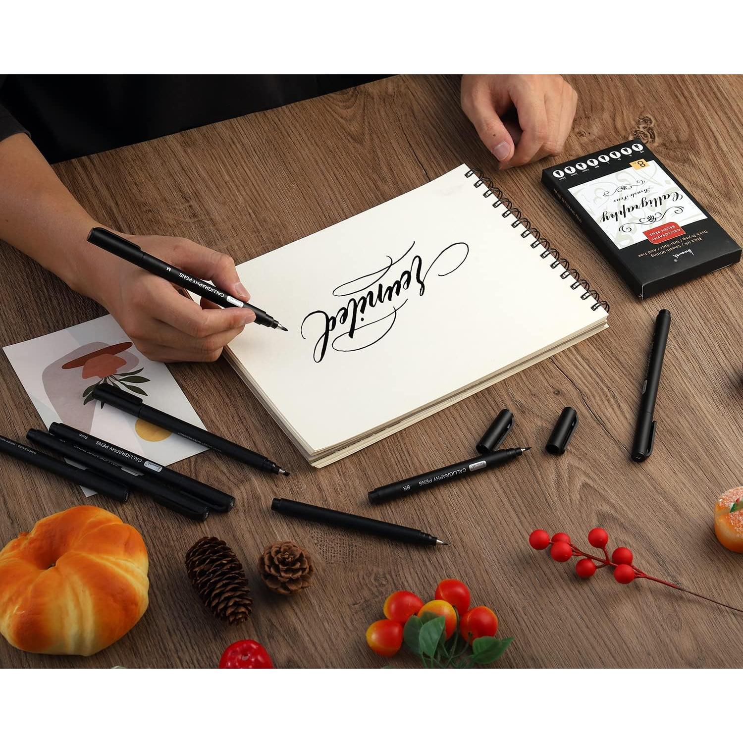 Set de 8 Plumas de Caligrafía Brusarth - Tinta Negra, Ergonomicas