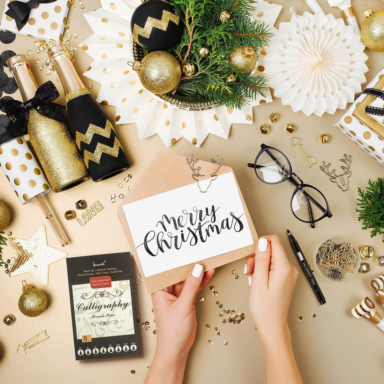 Set de 8 Plumas de Caligrafía Brusarth - Tinta Negra, Ergonomicas