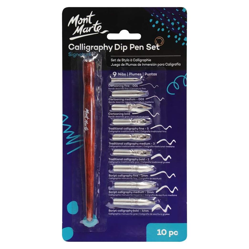 Juego de Pluma de Caligrafía Mont Marte 10 Piezas, 9 Puntas