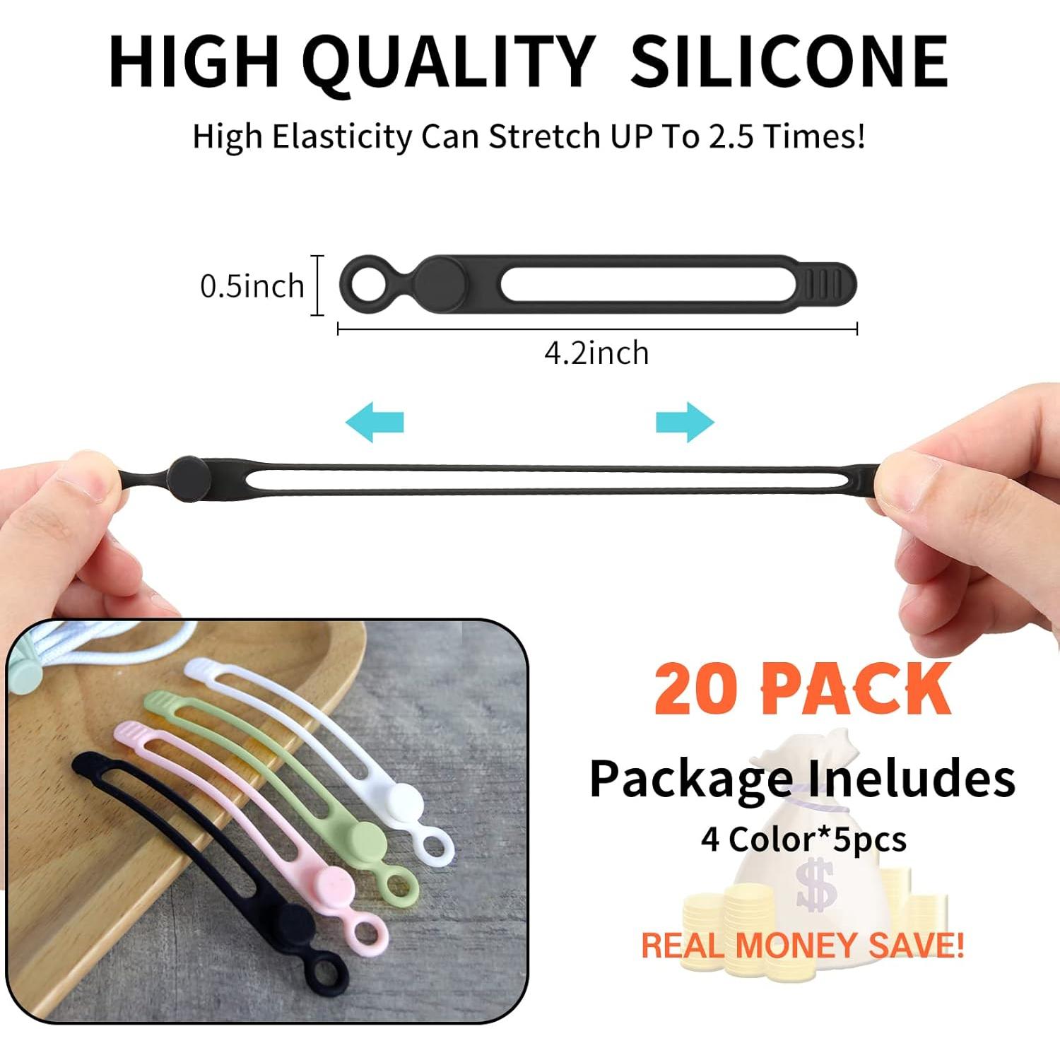 Bridas de Silicona UMUST 20 Piezas Organizador de Cables