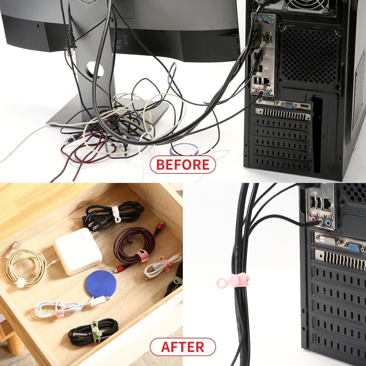 Bridas de Silicona UMUST 20 Piezas Organizador de Cables