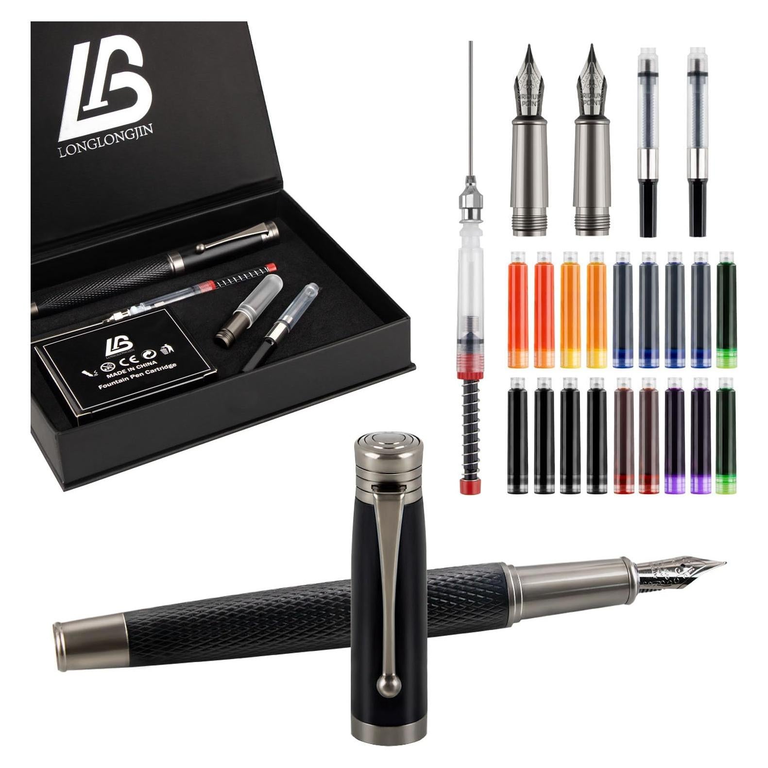 Juego de Pluma Fuente LongLongJin con 2 Plumillas y 18 Cartuchos