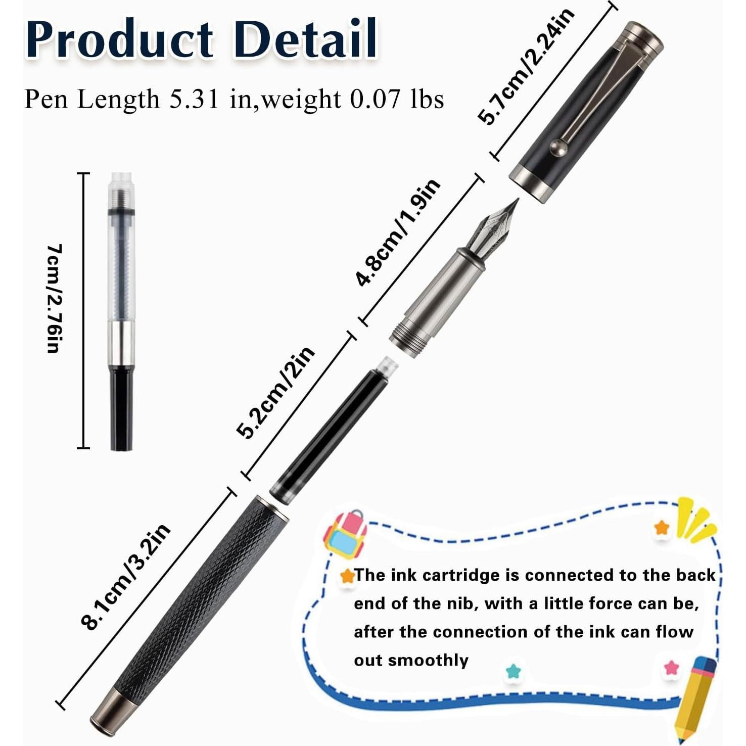 Juego de Pluma Fuente LongLongJin con 2 Plumillas y 18 Cartuchos