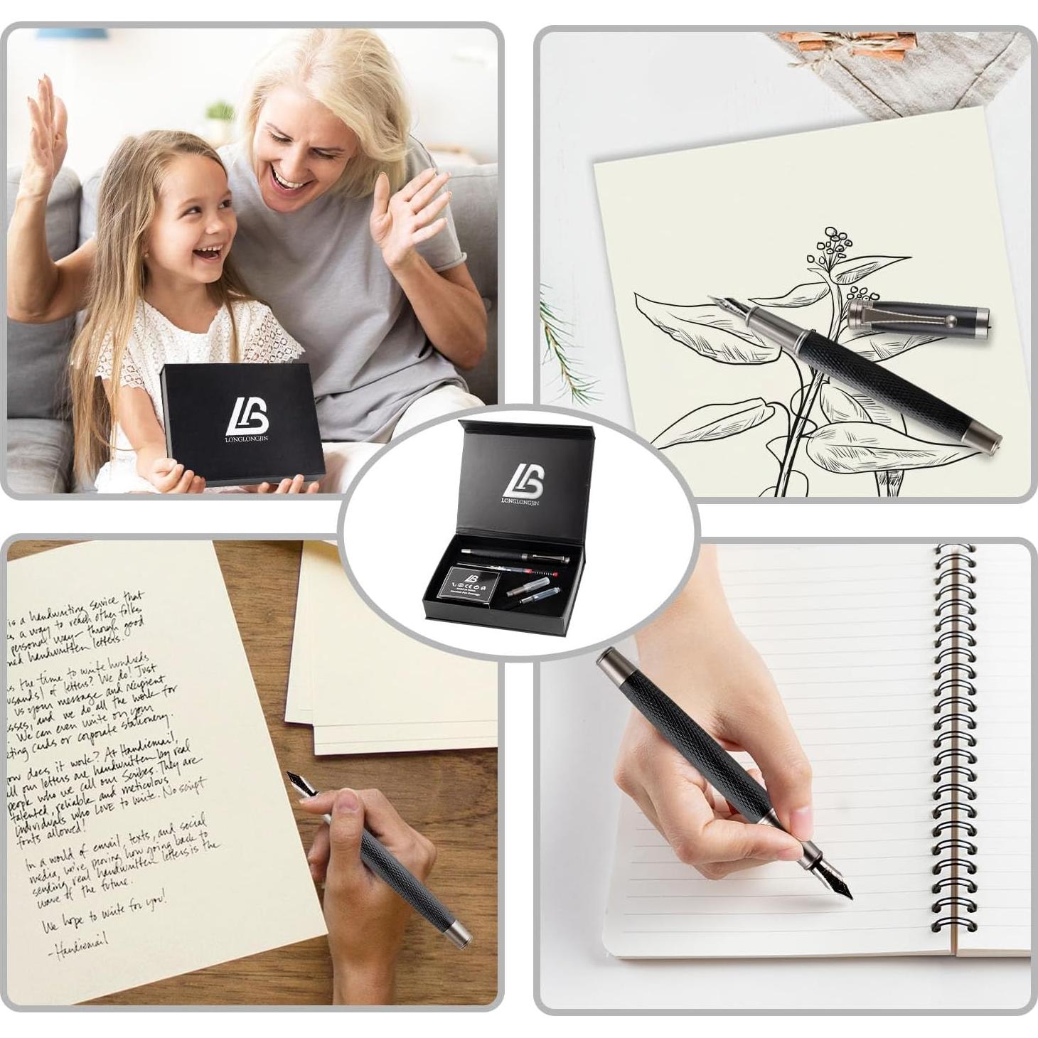 Juego de Pluma Fuente LongLongJin con 2 Plumillas y 18 Cartuchos