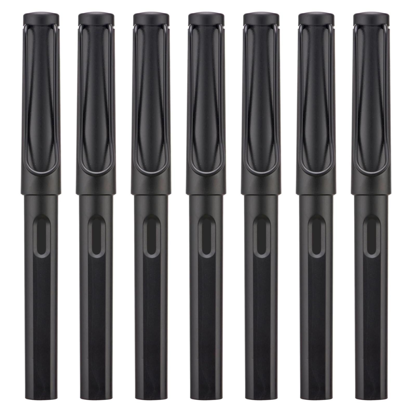 Juego de Plumas Estilográficas Erofa Negras Mate 7 Tamaños