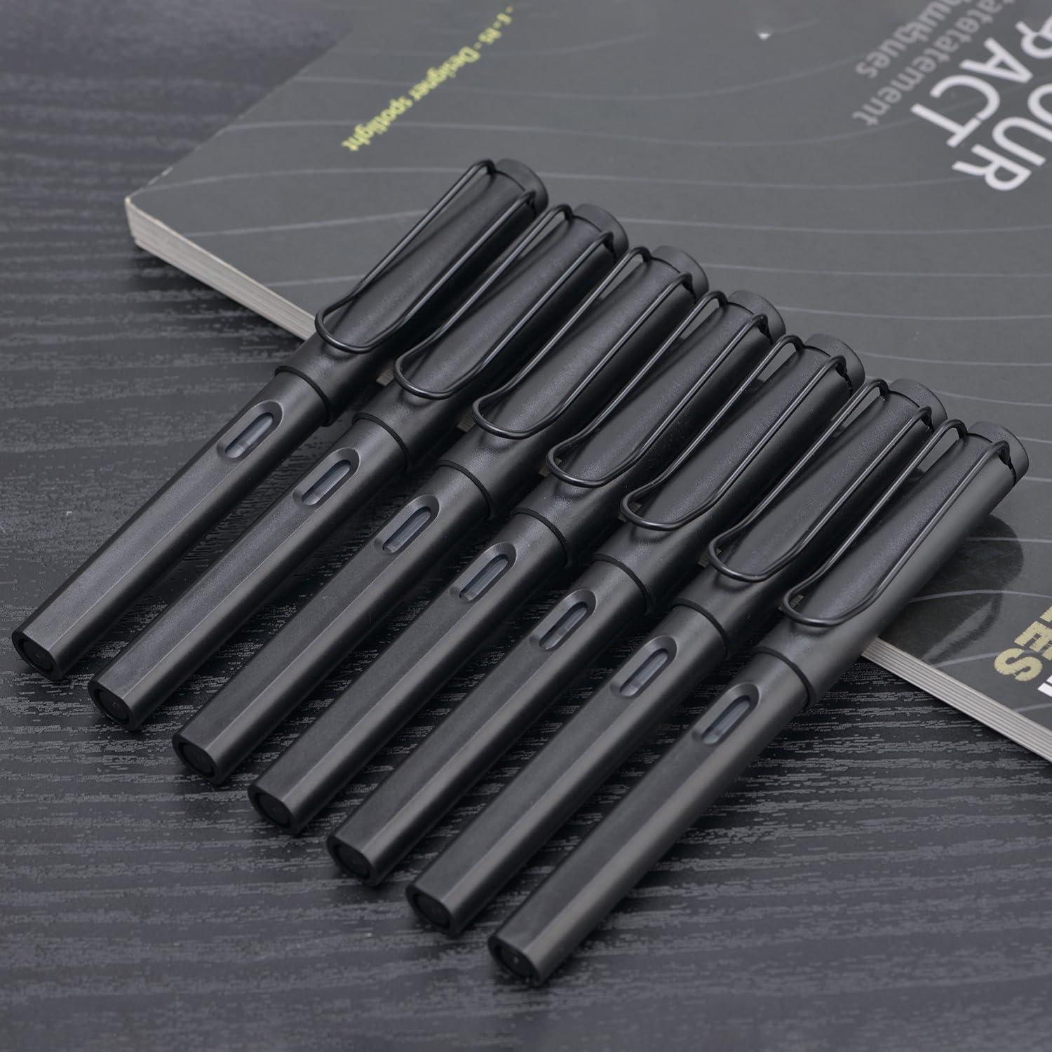 Juego de Plumas Estilográficas Erofa Negras Mate 7 Tamaños