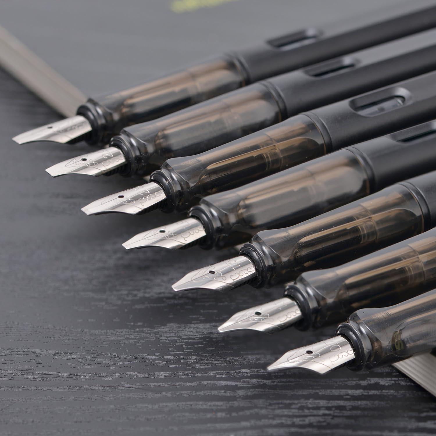 Juego de Plumas Estilográficas Erofa Negras Mate 7 Tamaños