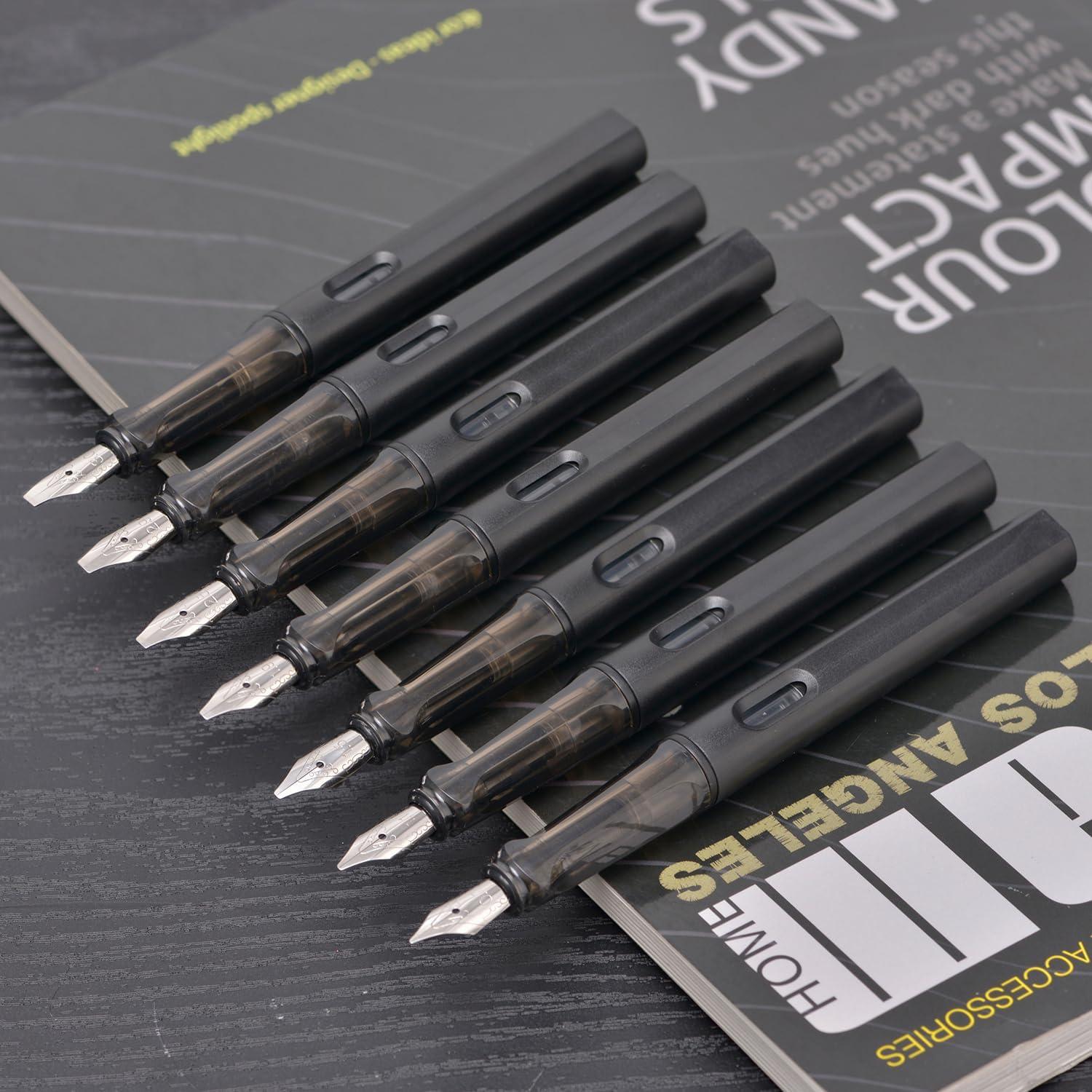 Juego de Plumas Estilográficas Erofa Negras Mate 7 Tamaños