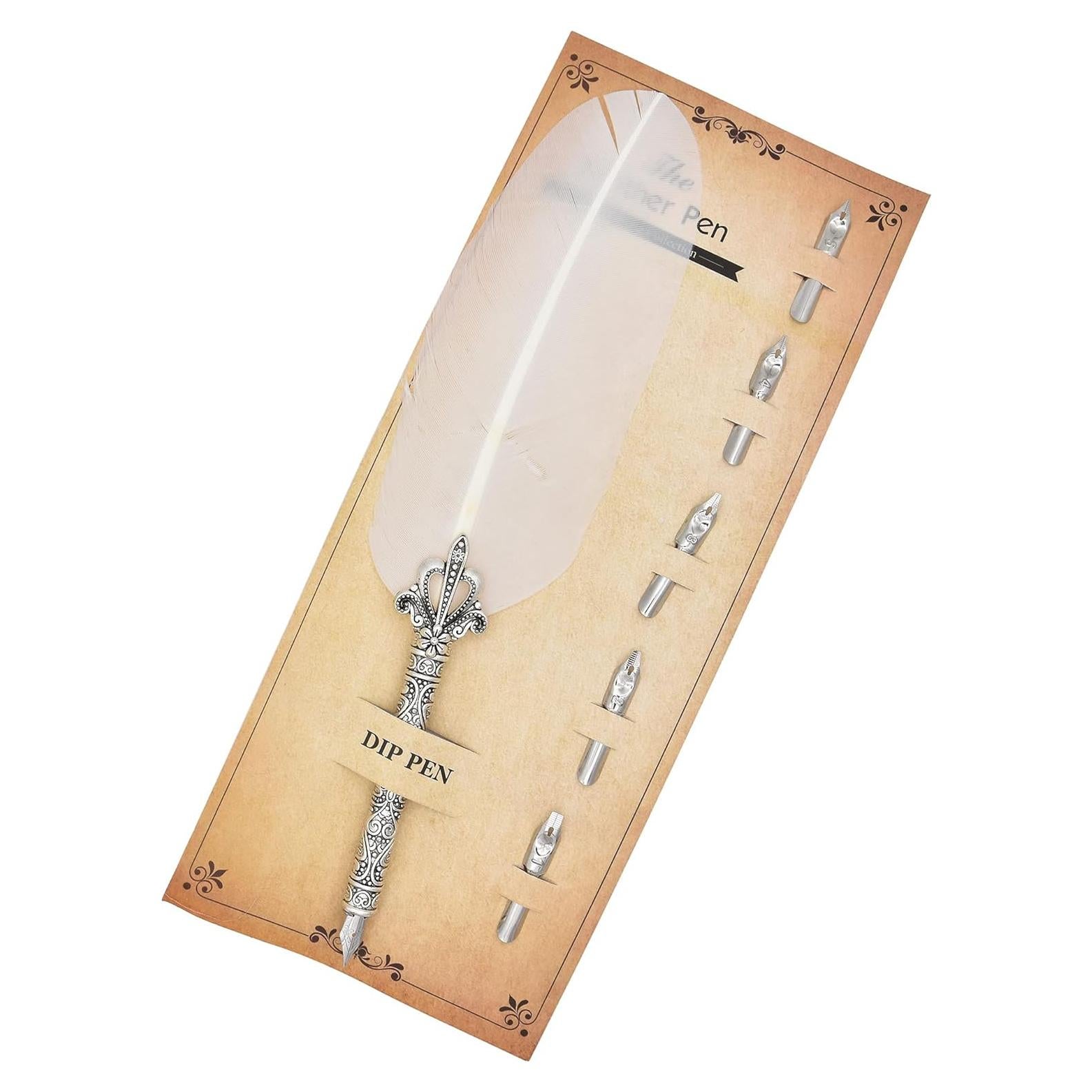 Pluma de Caligrafía Gullor con 6 Puntas de Acero Inoxidable