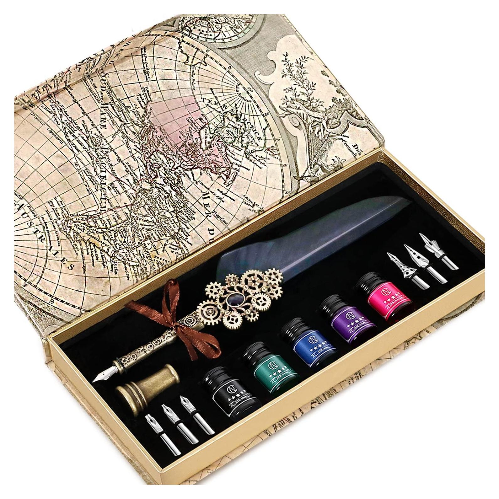 Juego de Caligrafía NC con Pluma, 5 Tintas y 6 Puntas