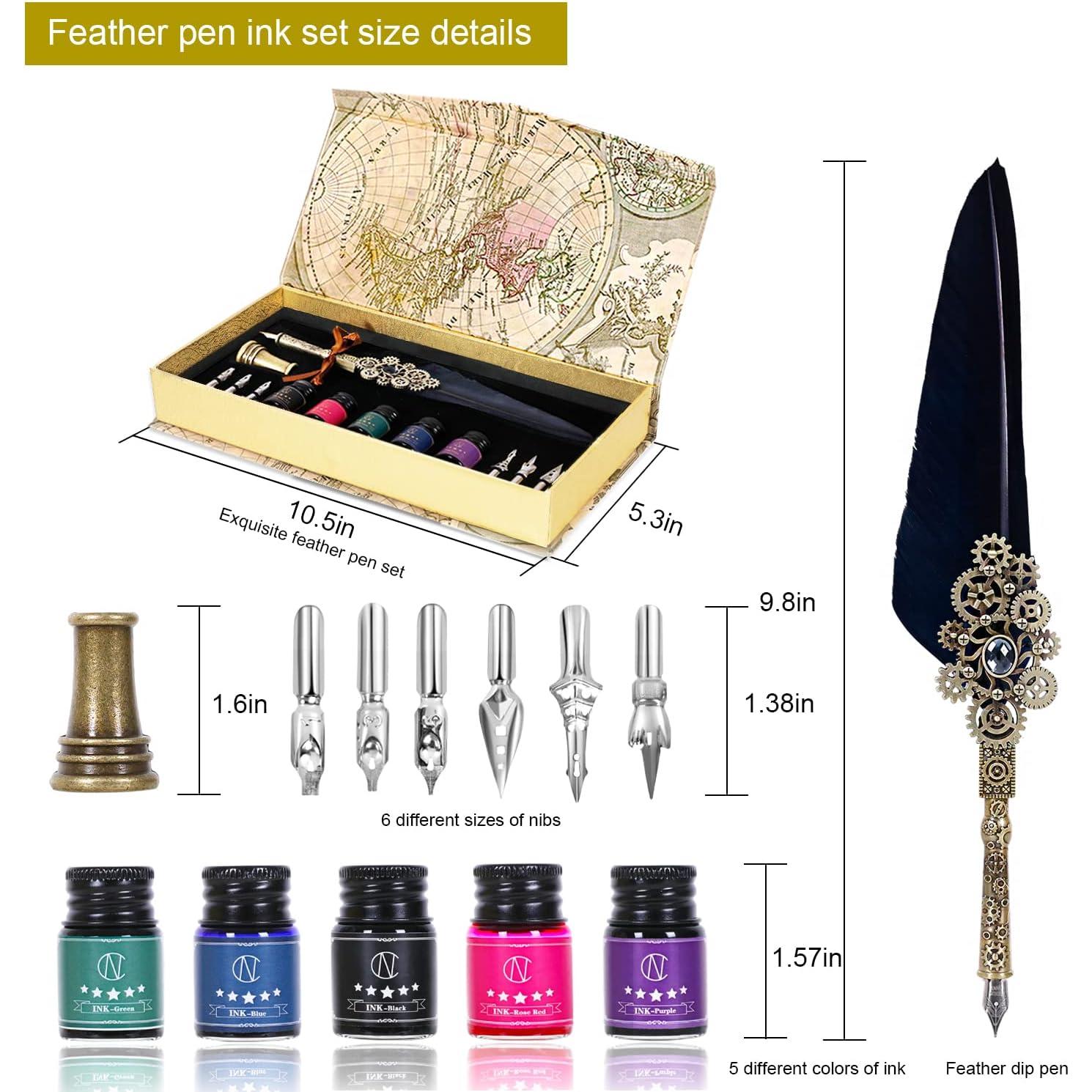 Juego de Caligrafía NC con Pluma, 5 Tintas y 6 Puntas