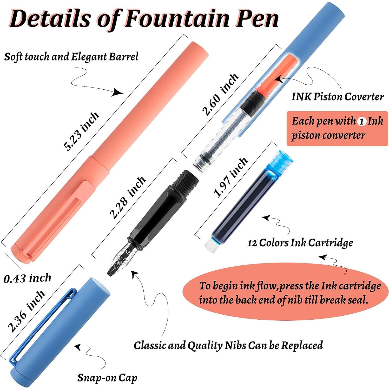 Juego de Plumas de Caligrafía TIANREN con 8 Puntas y 60 Cartuchos