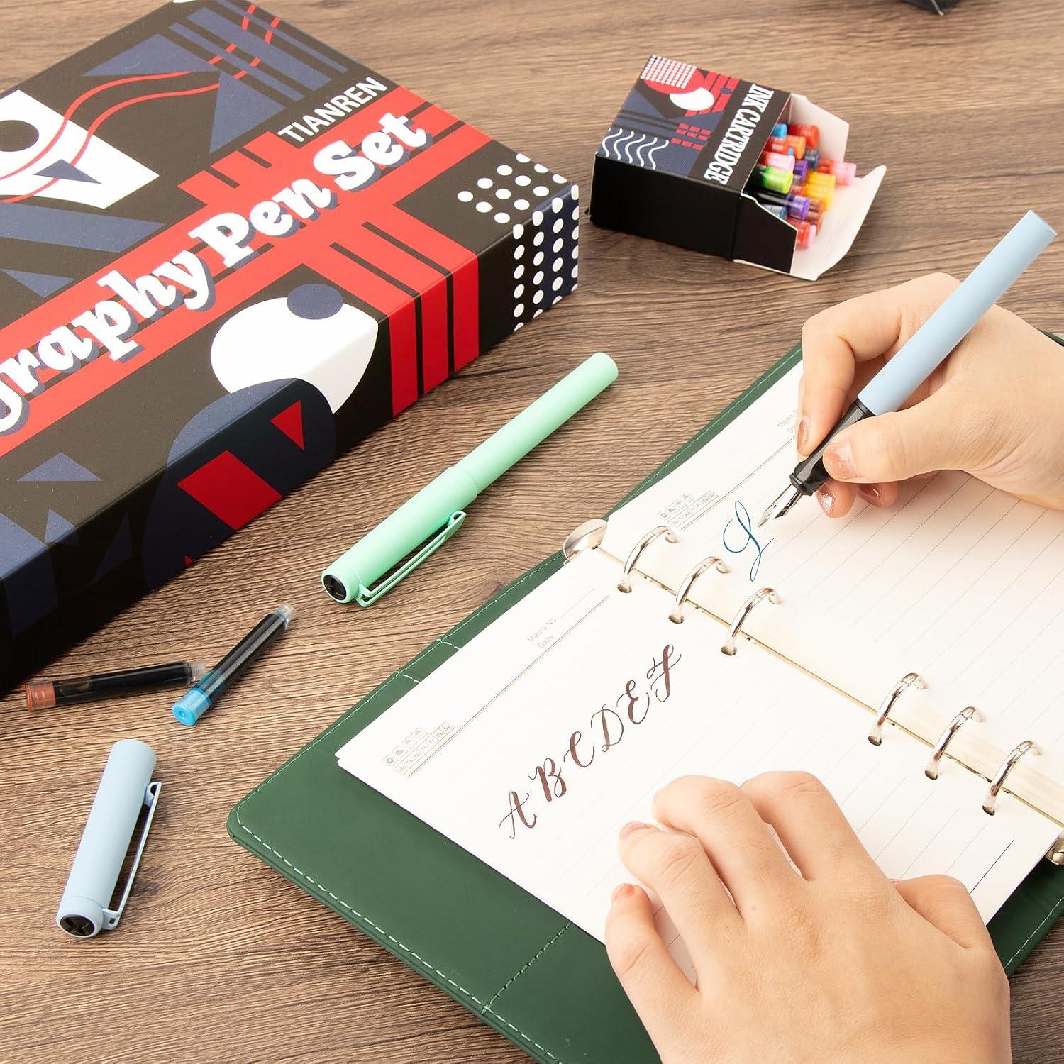 Juego de Plumas de Caligrafía TIANREN con 8 Puntas y 60 Cartuchos