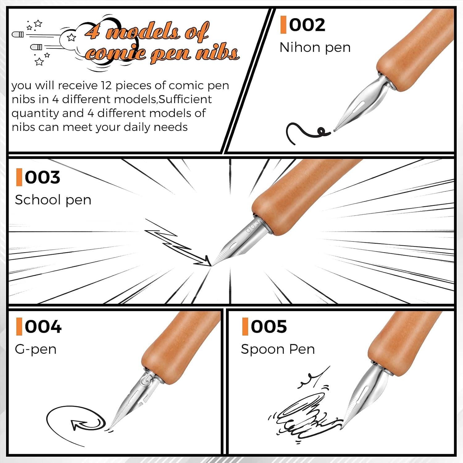 Juego de 14 Piezas Portaplumas Chinco con Plumas de Cómic