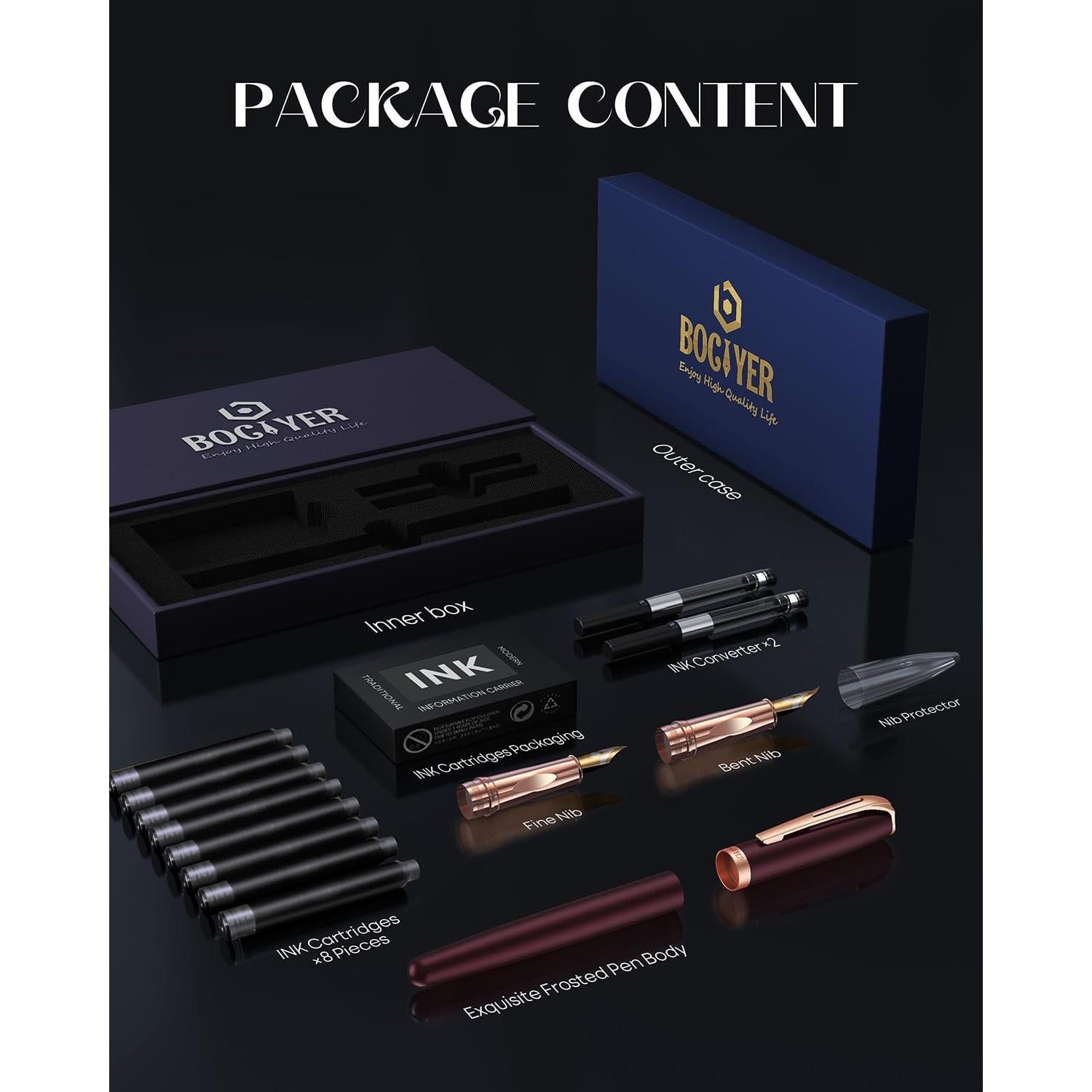 Conjunto de Plumas Fuente BOCIYER Samurai Rojo Oscuro