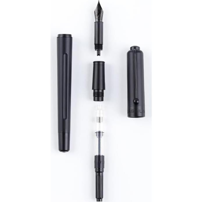 Conjunto de Pluma Fuente HUASHILAI Negro Mate con Tinta y Estuche