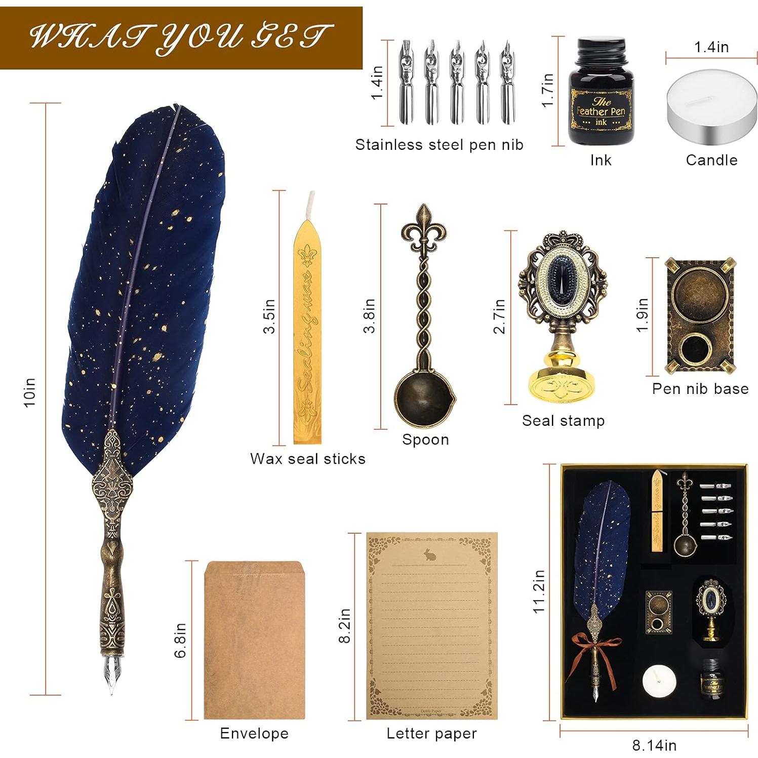 Juego de Pluma Caligráfica Anglekai con Sello de Cera Azul