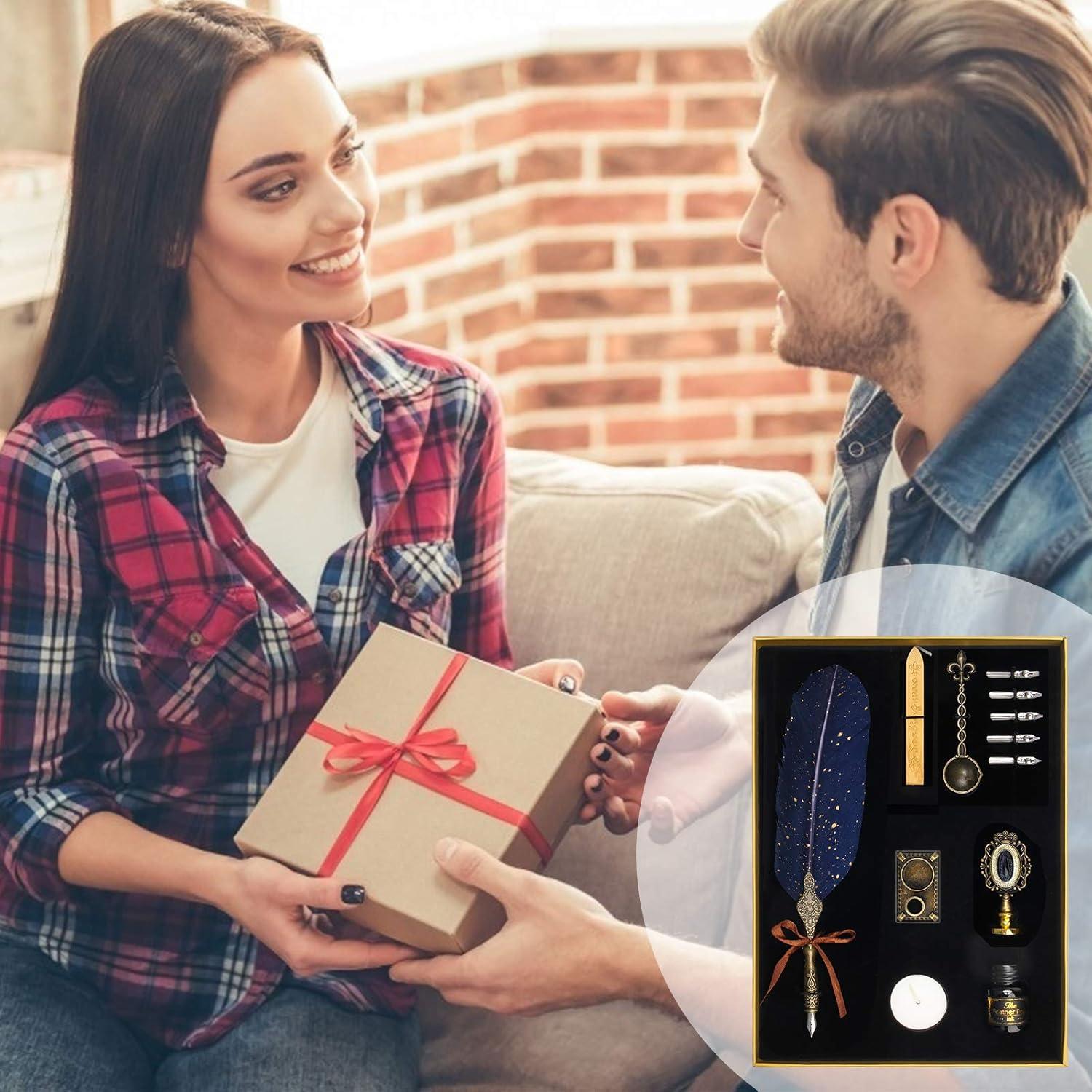 Juego de Pluma Caligráfica Anglekai con Sello de Cera Azul