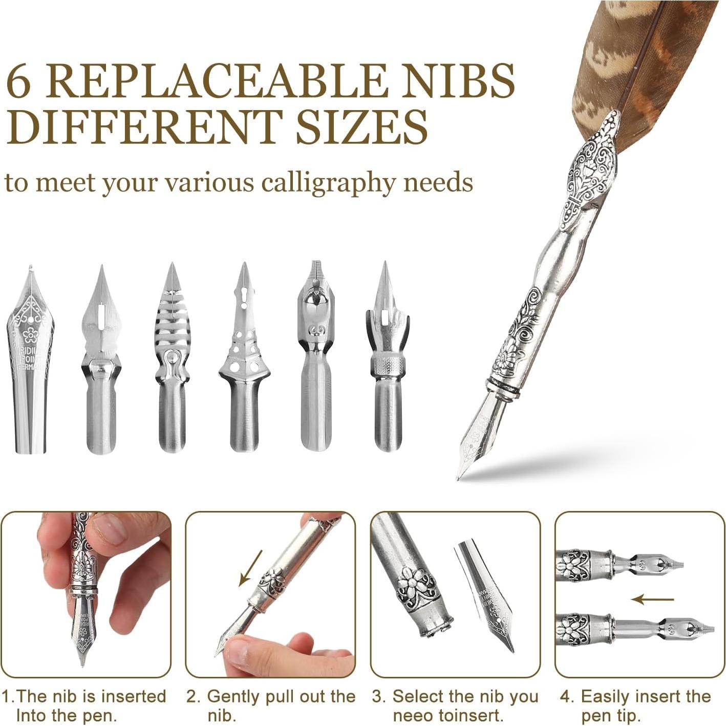 Juego de Caligrafía Mancola con Pluma y 6 Tintas Multicolor