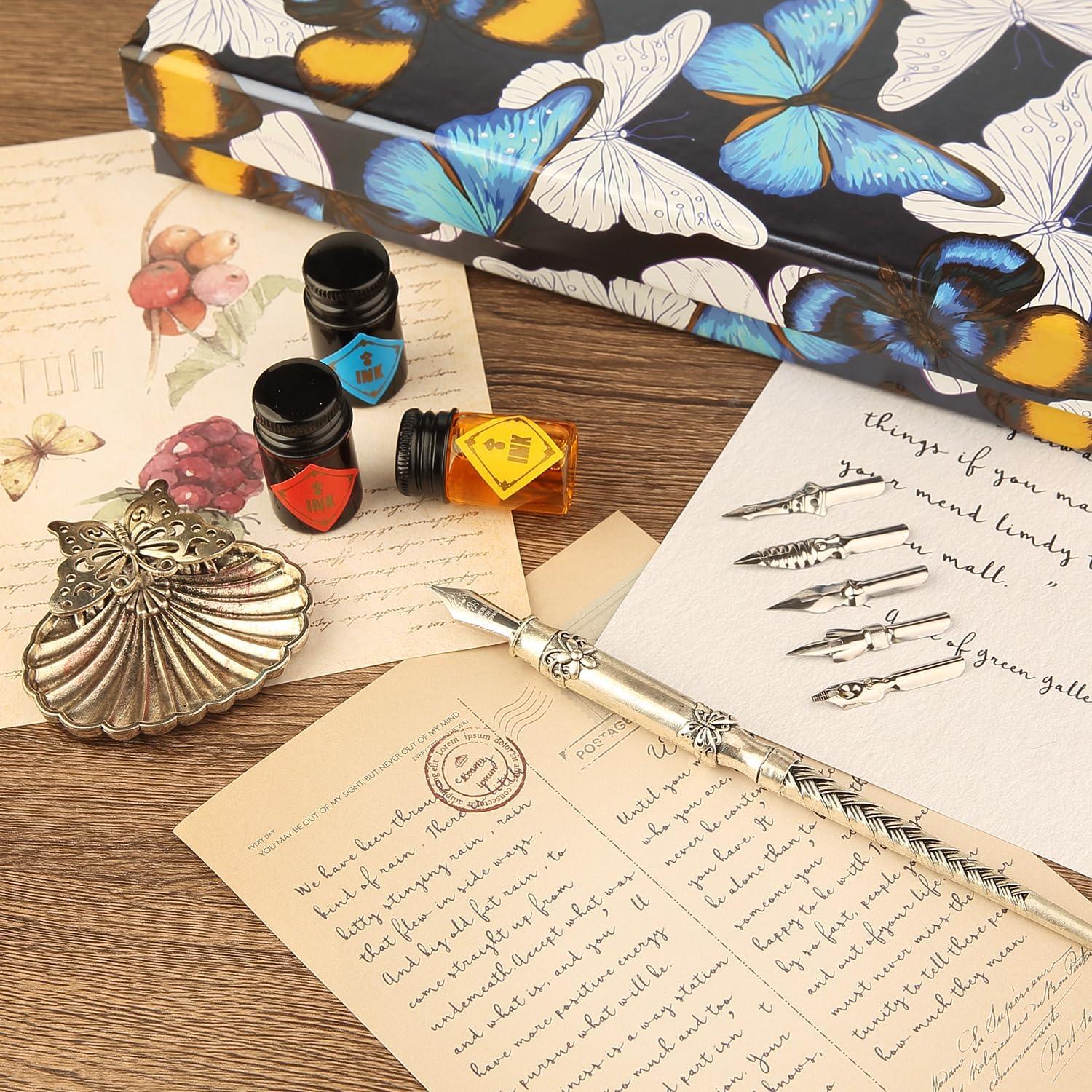 Juego de Caligrafía Mancola con Pluma y 6 Tintas Multicolor