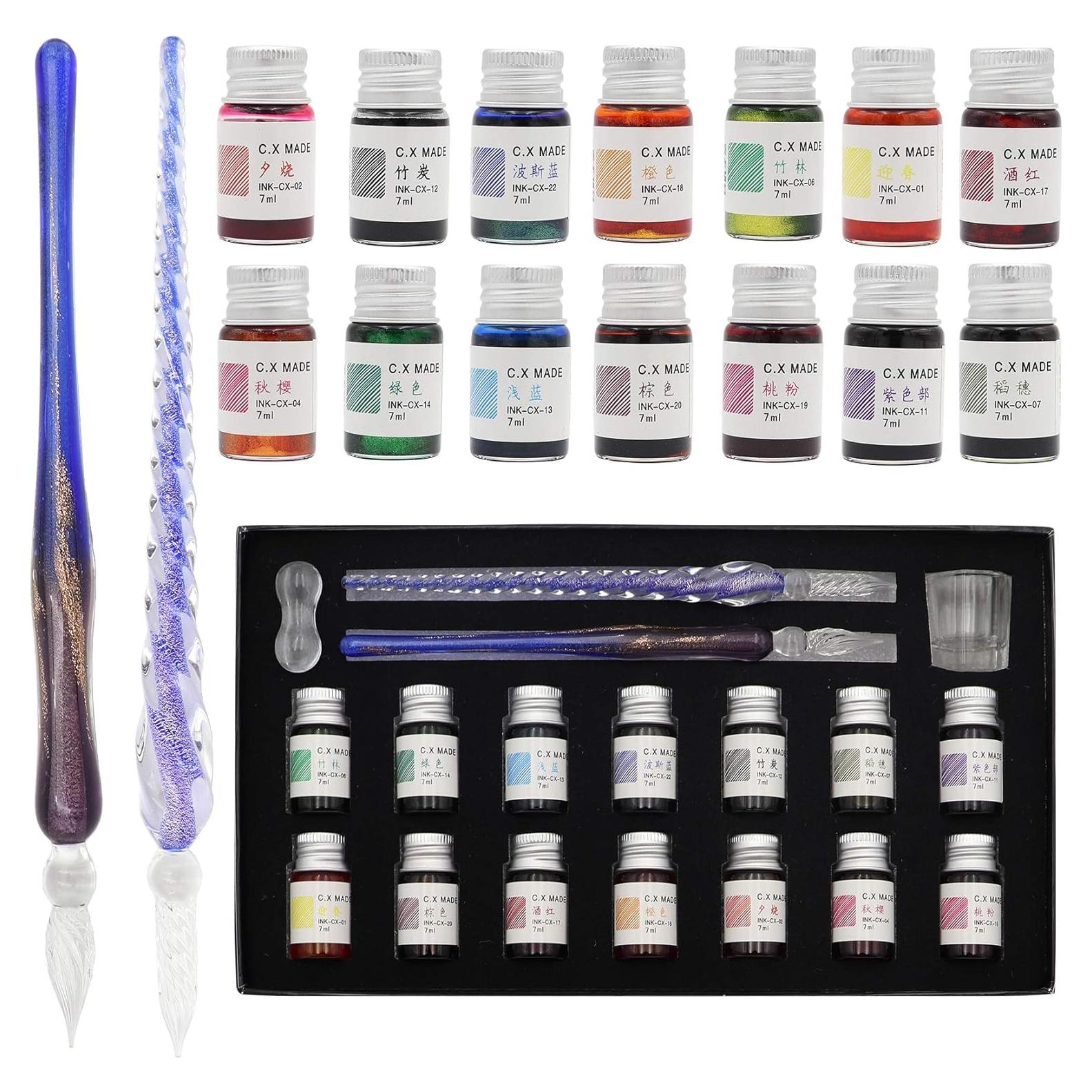 Conjunto de Plumas de Caligrafía de Vidrio AXEARTE 18 Piezas