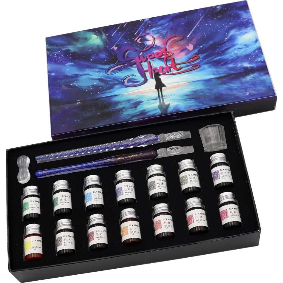 Conjunto de Plumas de Caligrafía de Vidrio AXEARTE 18 Piezas