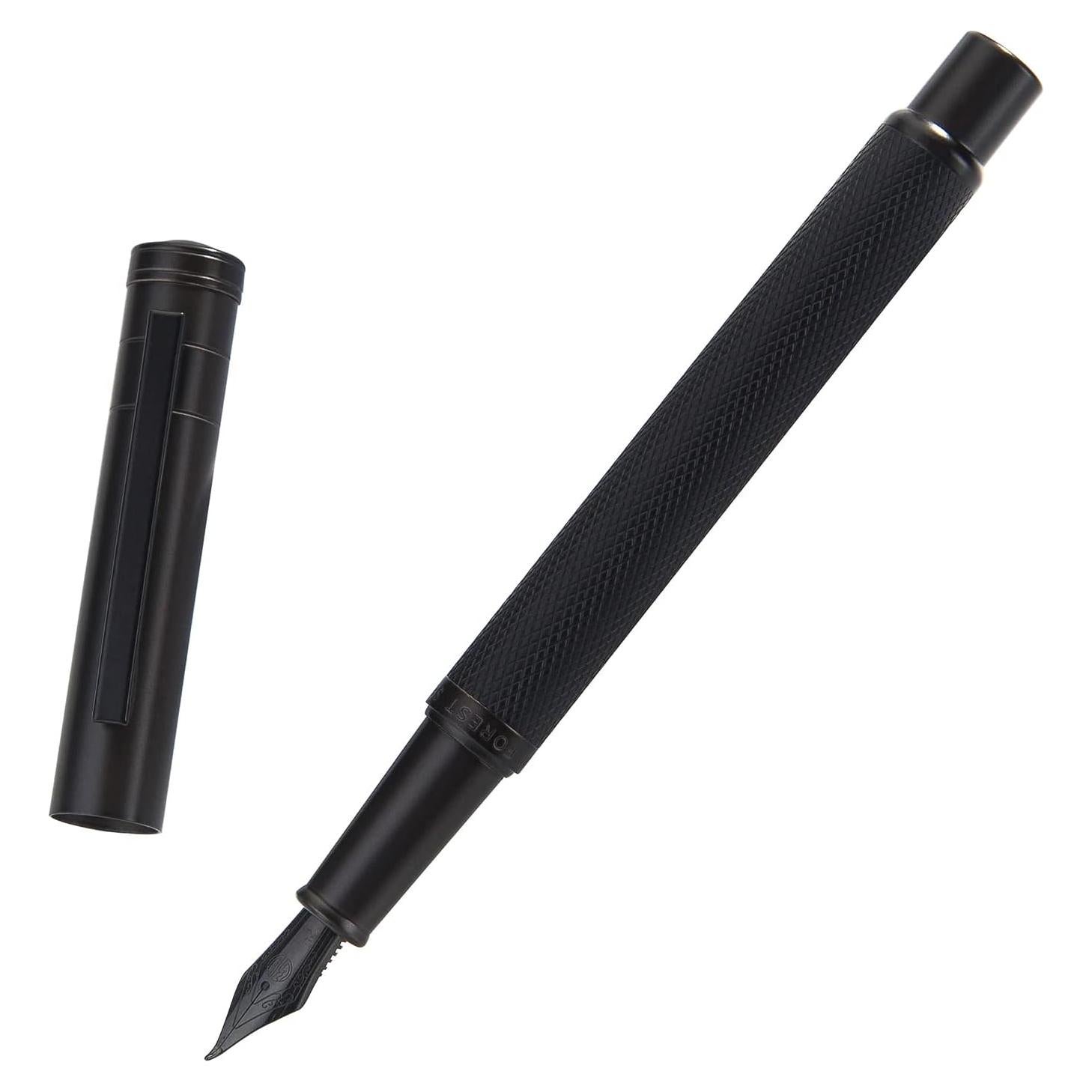 Pluma de Caligrafía Asvine Negra Punta Curvada con Estuche