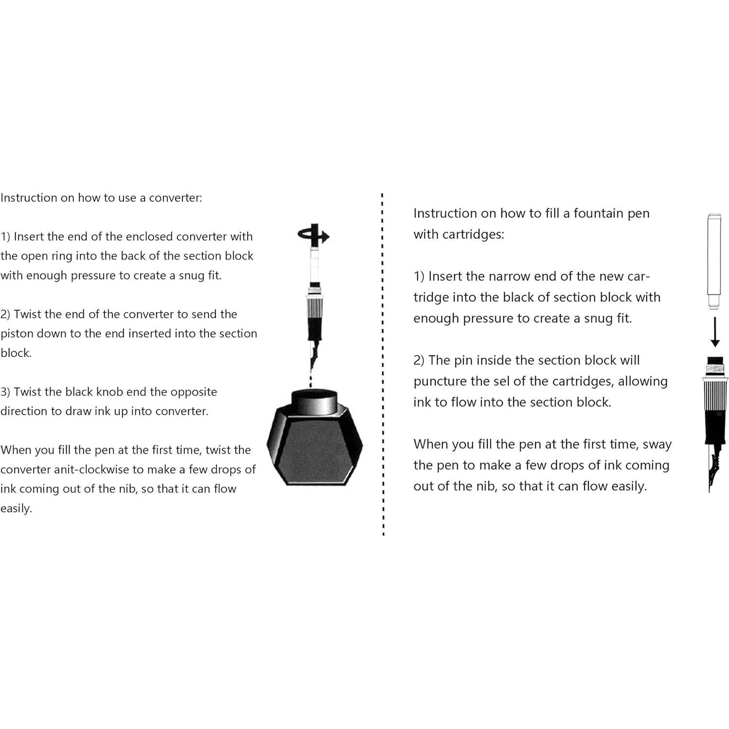 Pluma de Caligrafía Asvine Negra Punta Curvada con Estuche