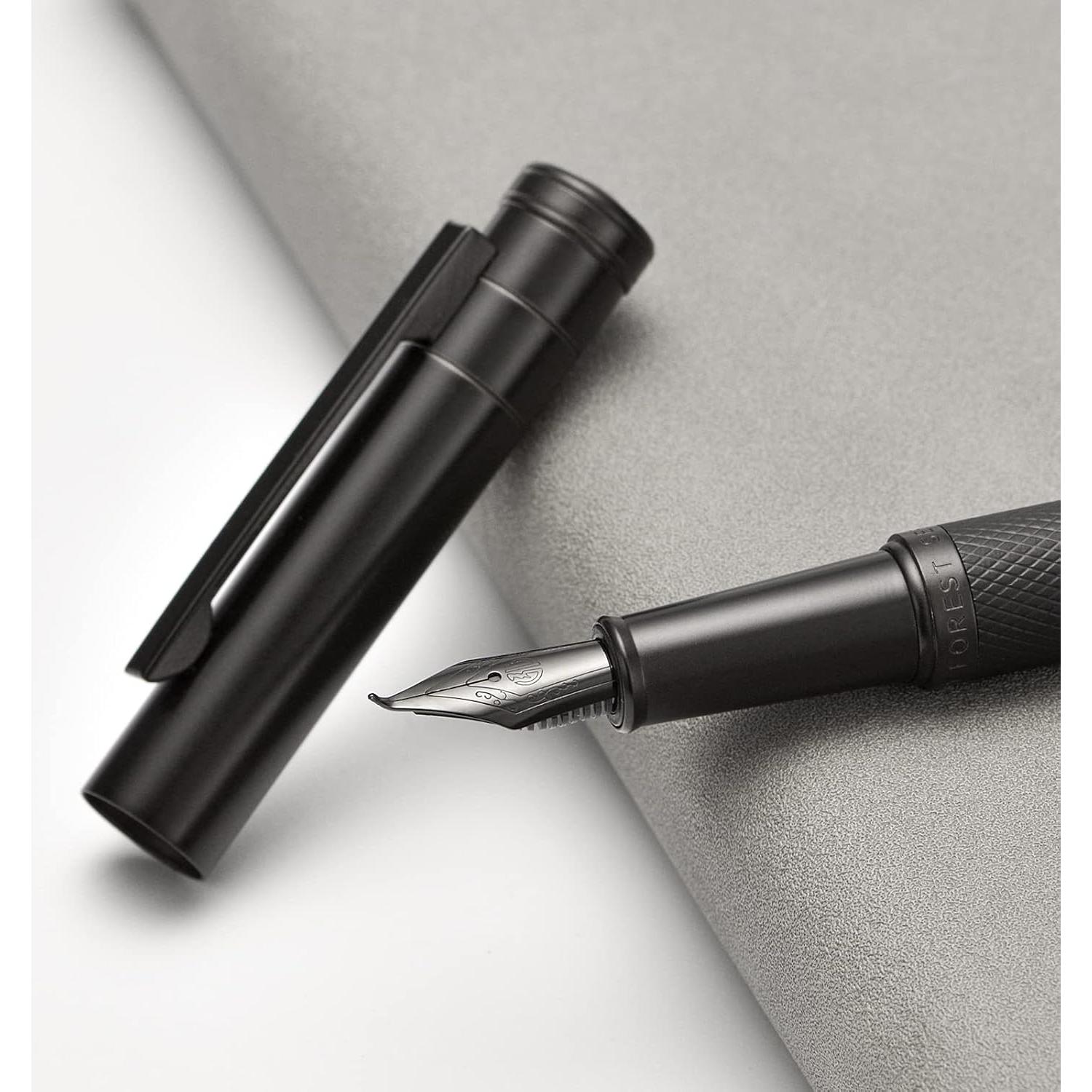 Pluma de Caligrafía Asvine Negra Punta Curvada con Estuche