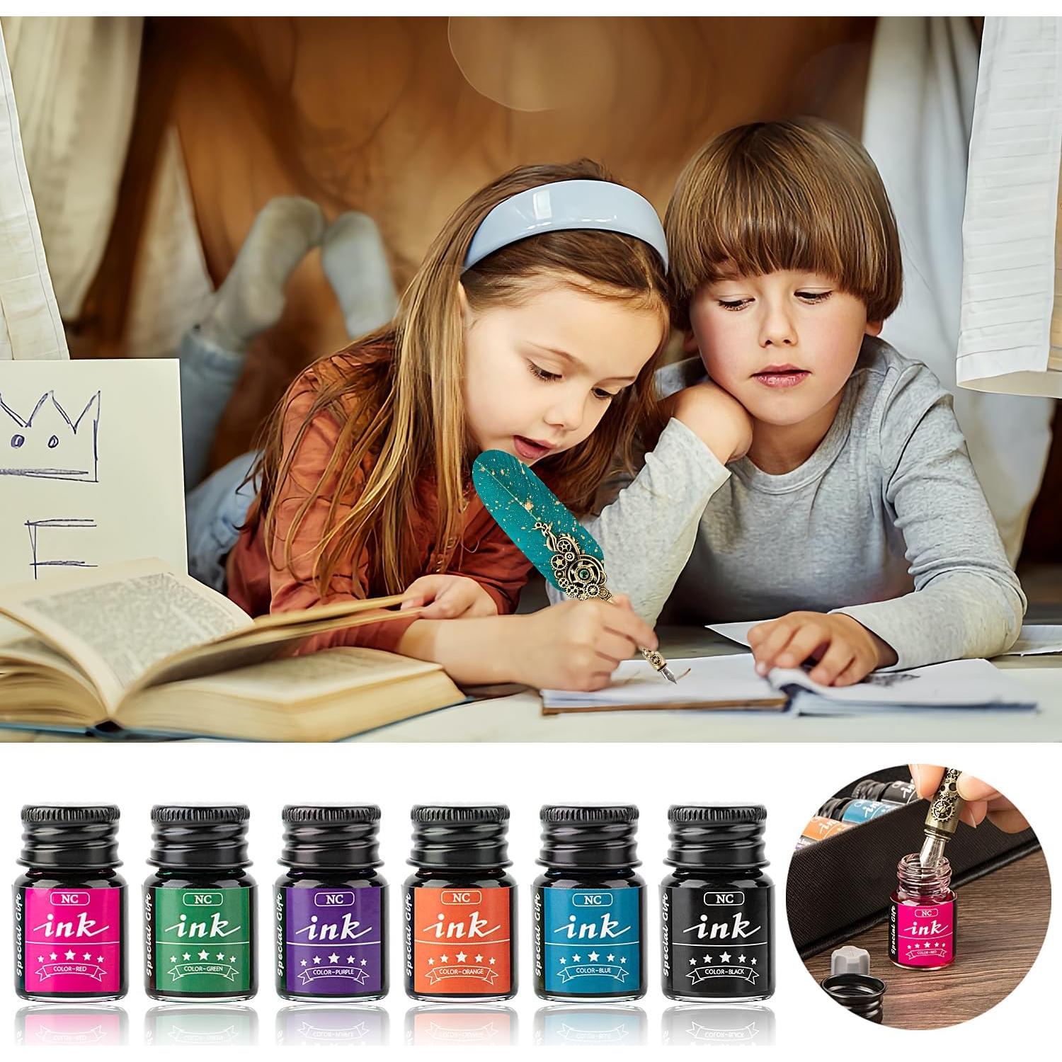 Juego de Pluma de Caligrafía NC con 6 Tintas y Soporte Verde