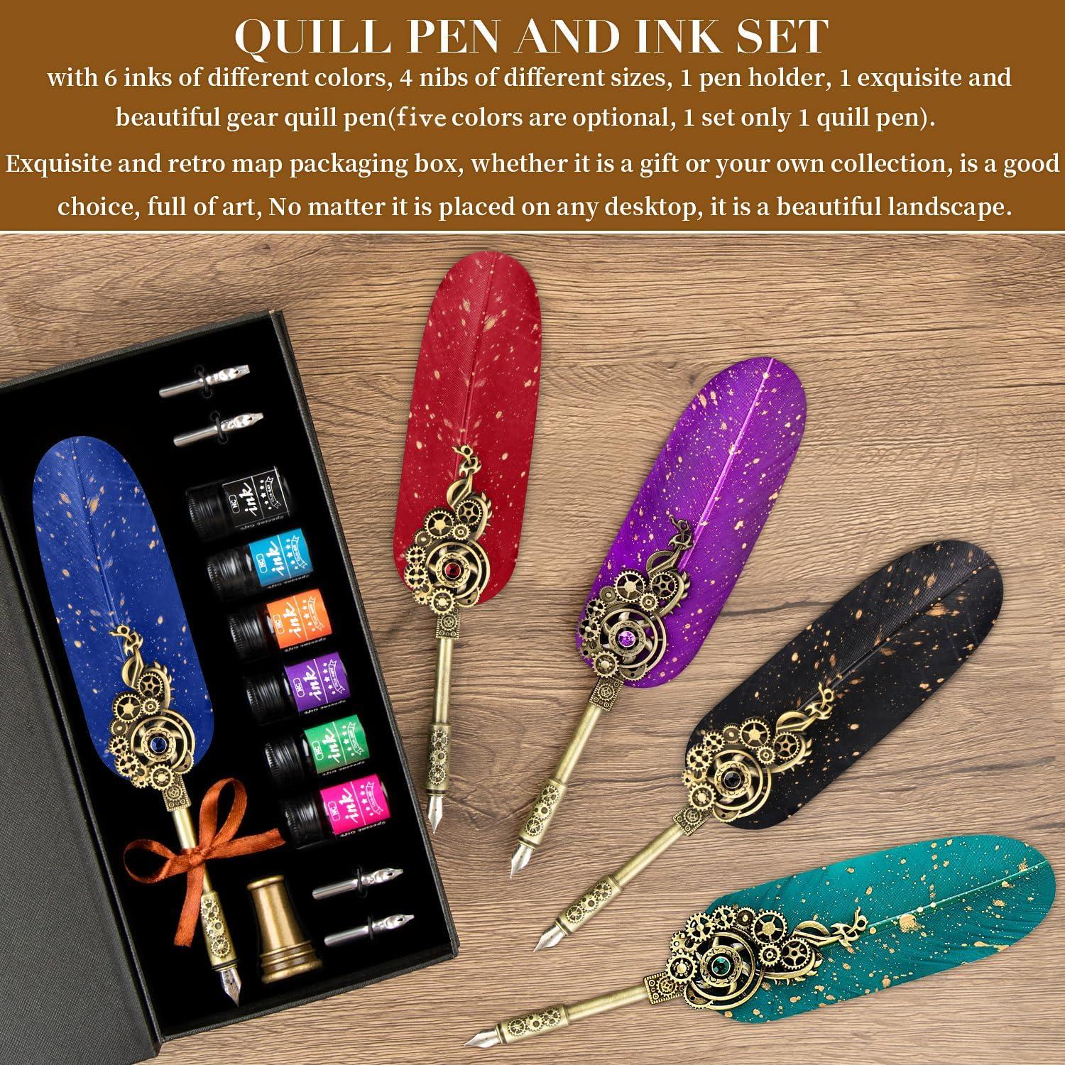 Juego de Pluma de Caligrafía NC con 6 Tintas y Soporte Verde