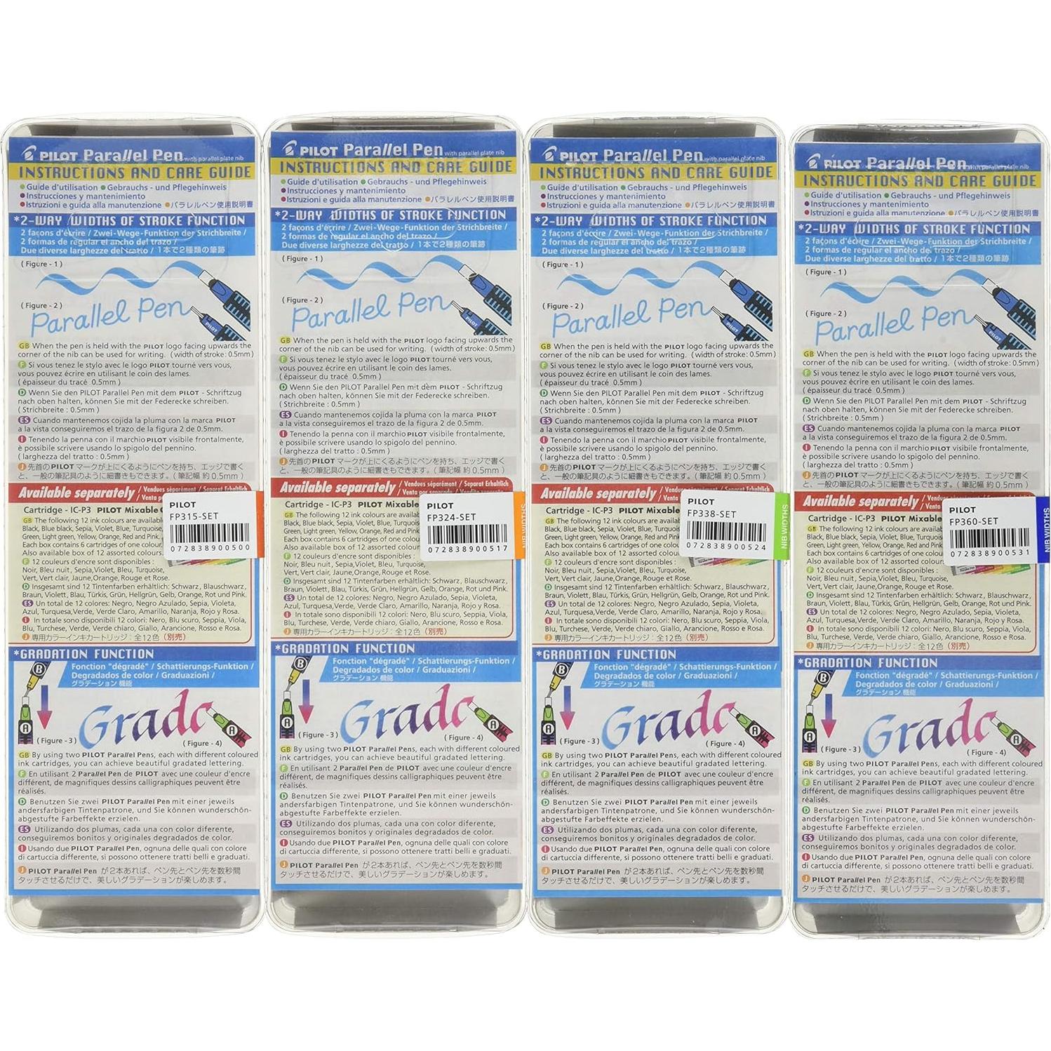 Juego de Plumas de Caligrafía Pilot Parallel 1.5-6 mm con Tinta