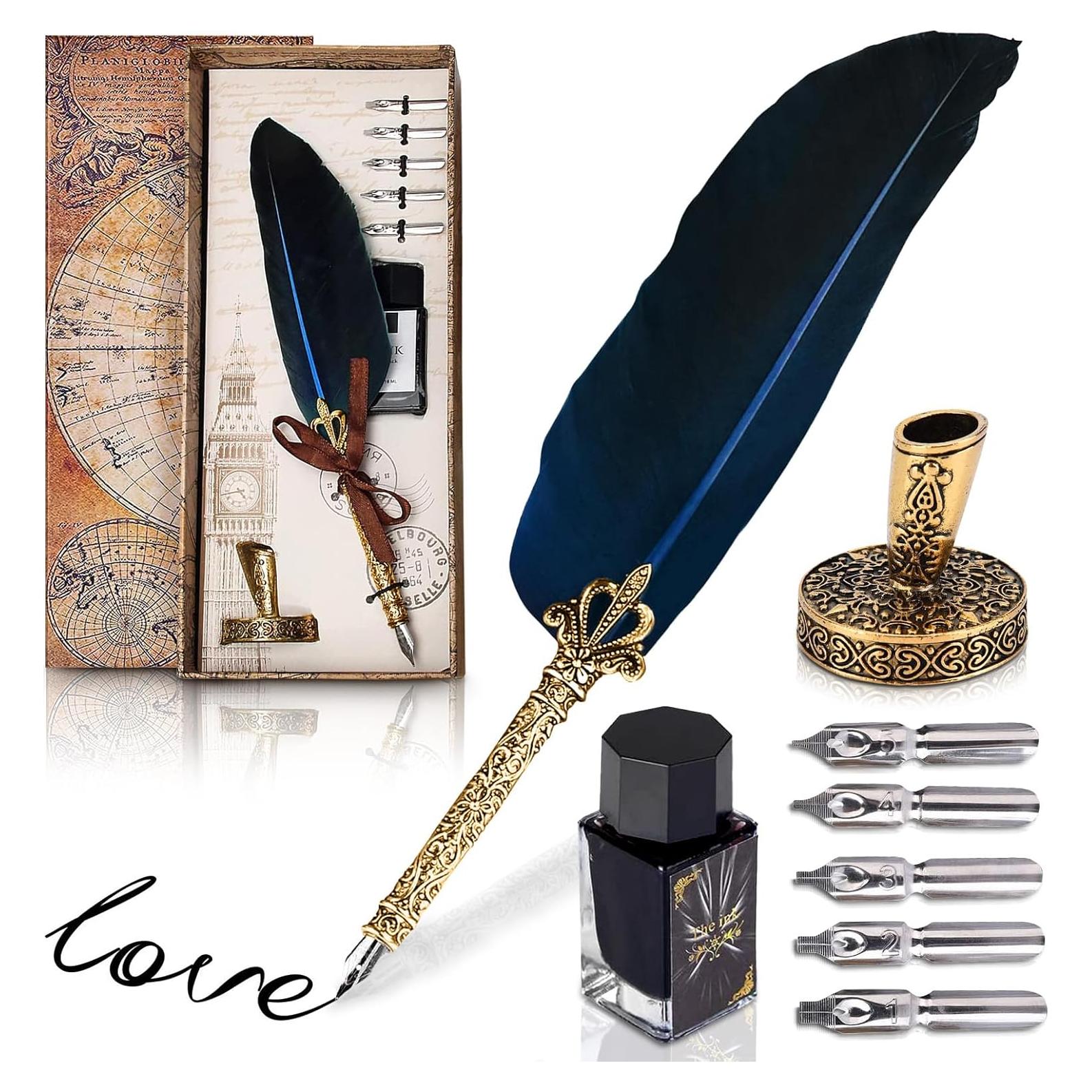 Kit de Caligrafía Vintage Kotko - Pluma Azul y Tinta Negra