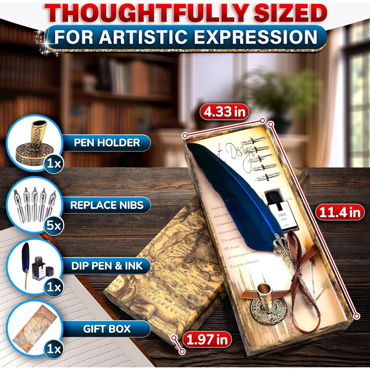 Kit de Caligrafía Vintage Kotko - Pluma Azul y Tinta Negra