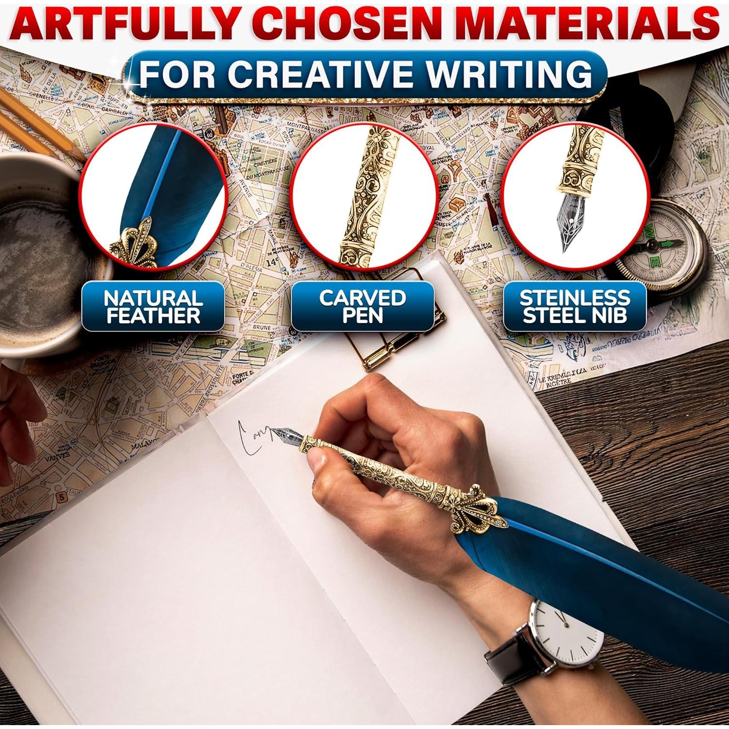 Kit de Caligrafía Vintage Kotko - Pluma Azul y Tinta Negra