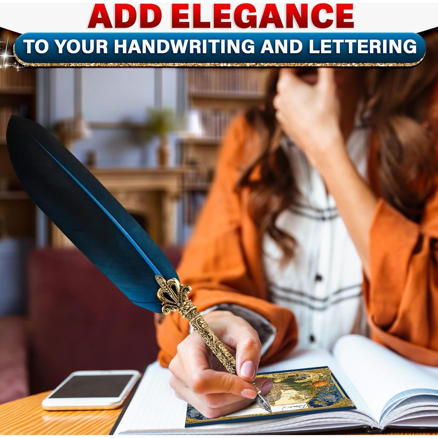 Kit de Caligrafía Vintage Kotko - Pluma Azul y Tinta Negra