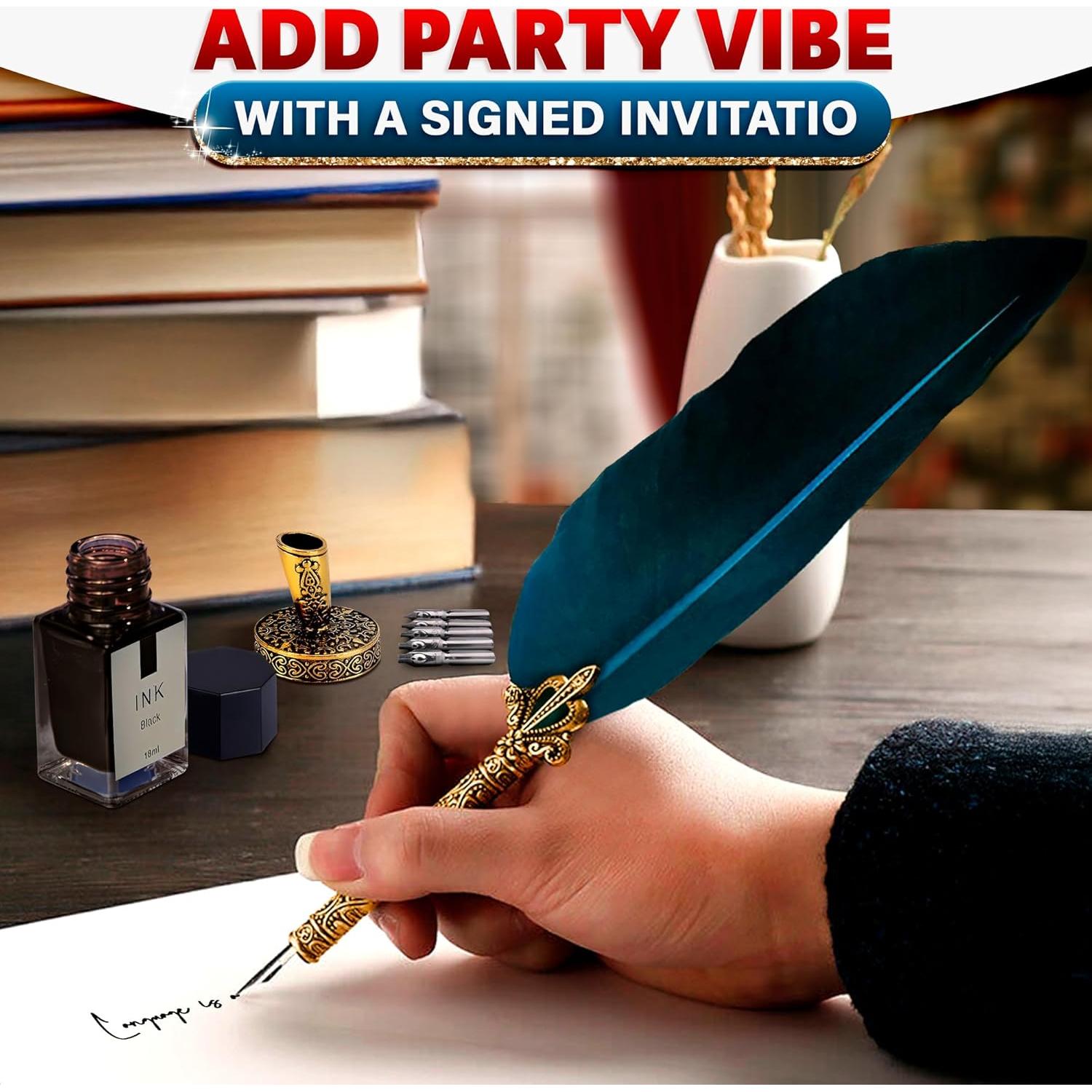 Kit de Caligrafía Vintage Kotko - Pluma Azul y Tinta Negra