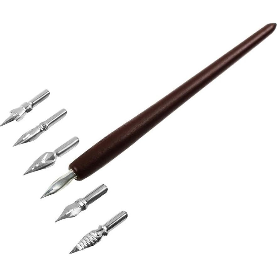 Pluma de inmersión FEATTY para caligrafía - 6 plumillas