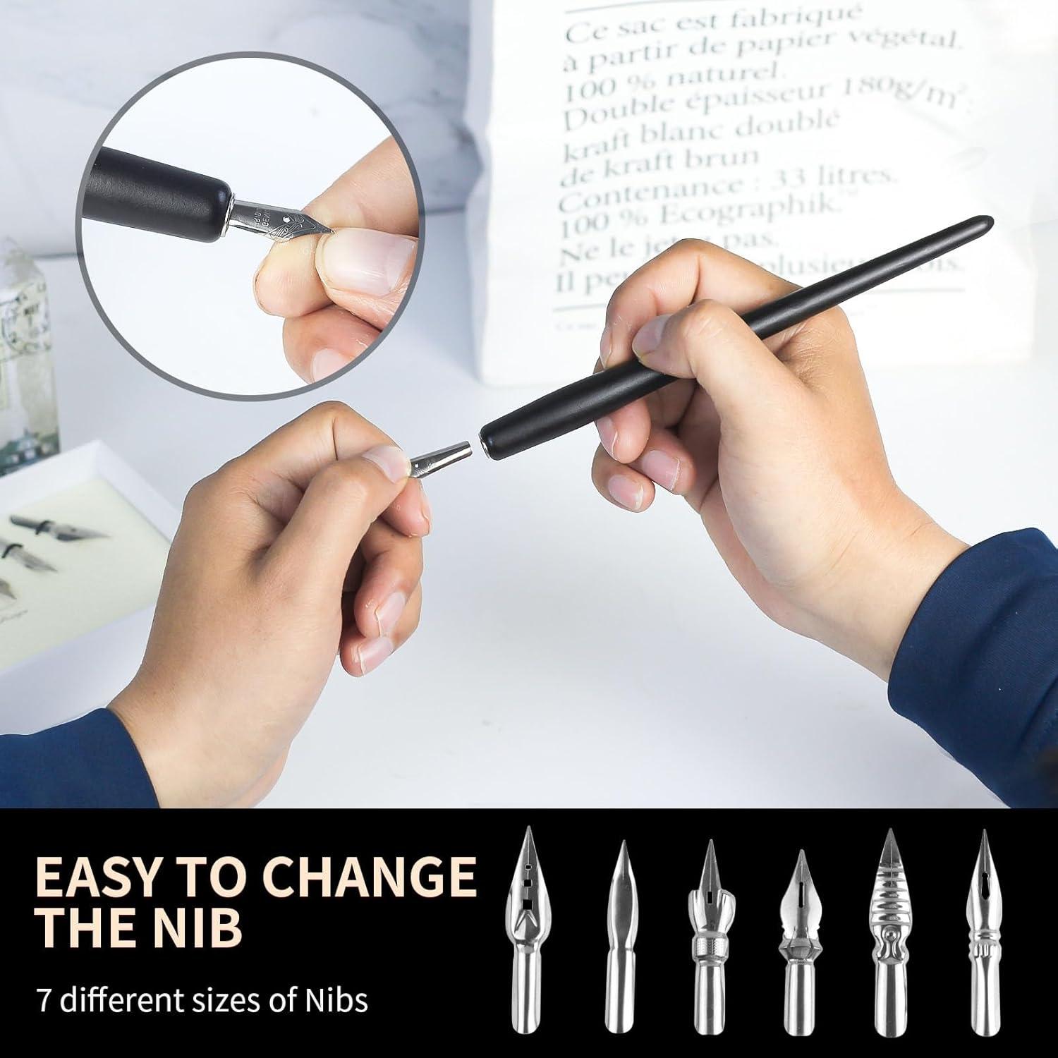 Pluma de inmersión FEATTY para caligrafía - 6 plumillas