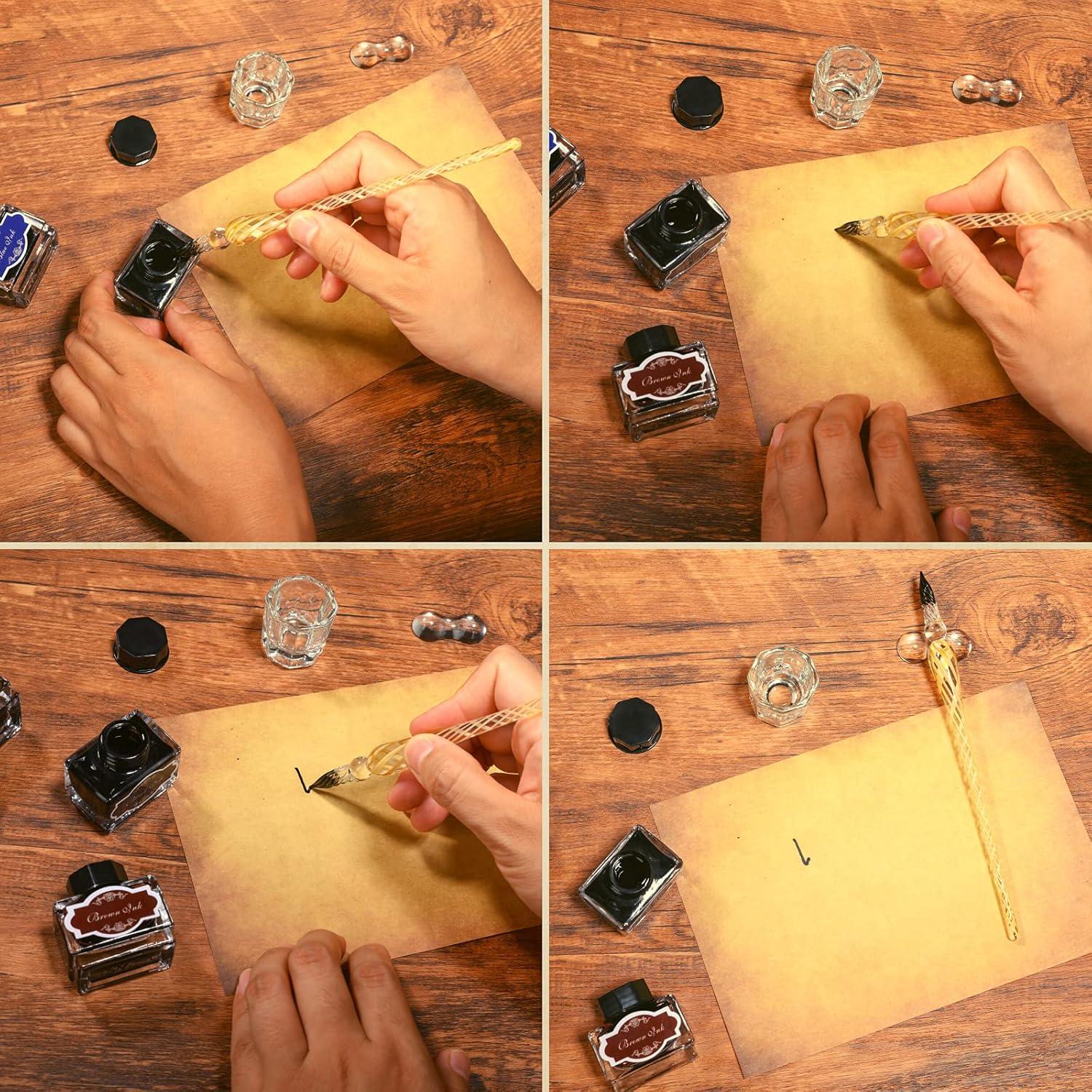 Juego de Caligrafía POHNPICE con 2 Plumas y 8 Tintas