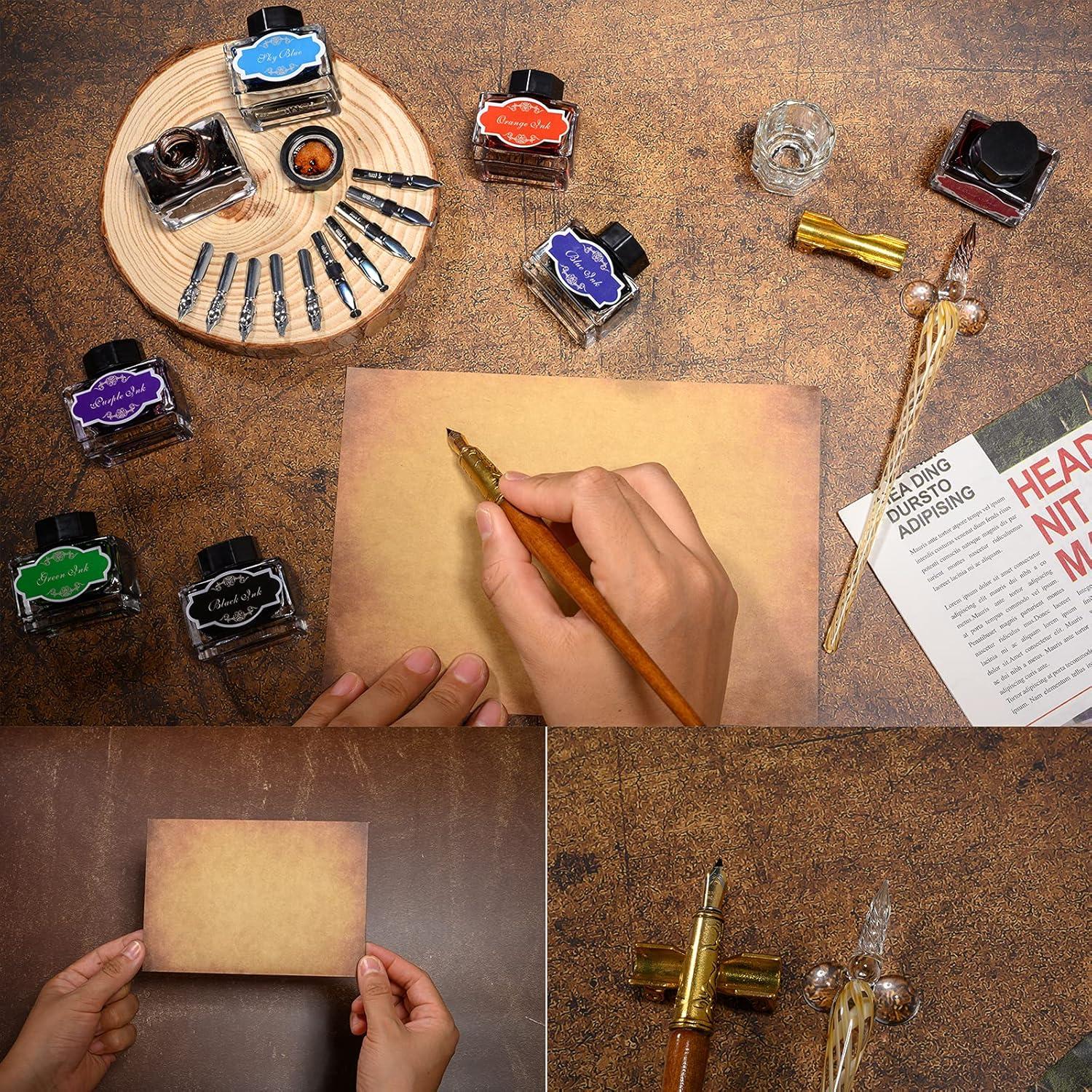 Juego de Caligrafía POHNPICE con 2 Plumas y 8 Tintas