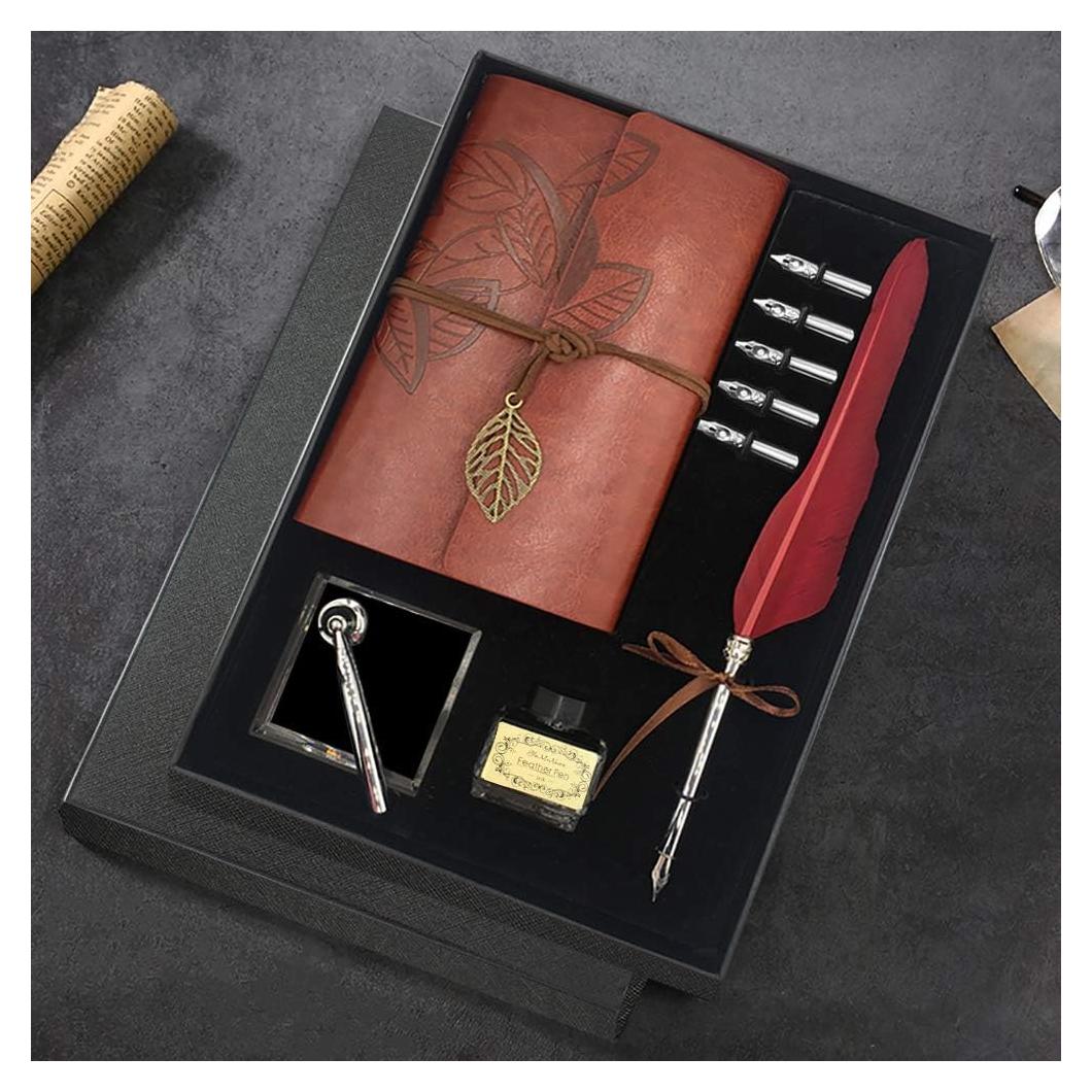 Juego de Caligrafía Vintage GCCL con Pluma Pavo Real y Tinta