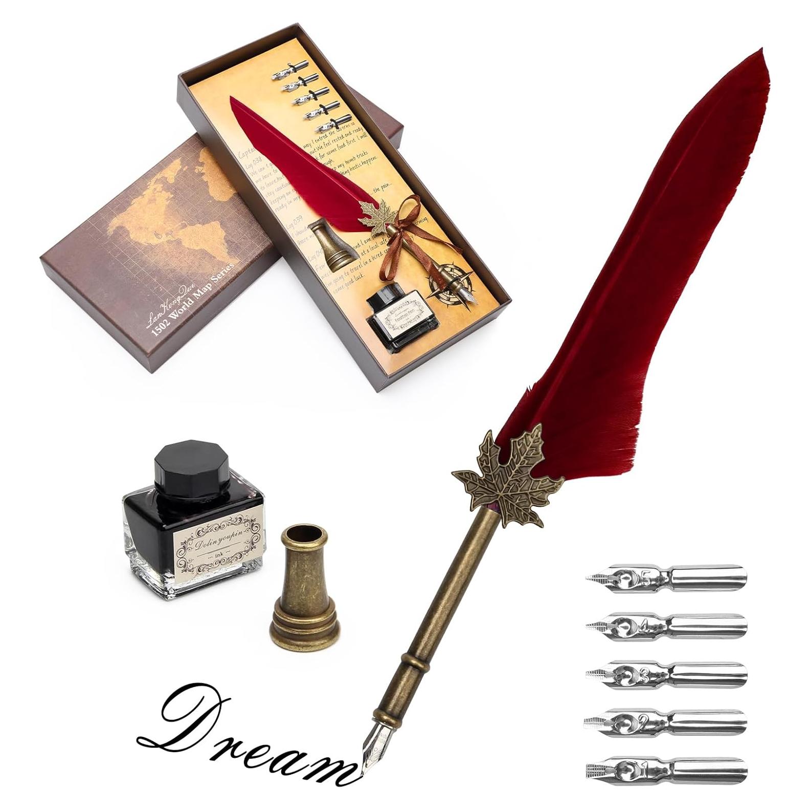 Conjunto de pluma y tinta AHIER con 5 puntas y 15ml tinta