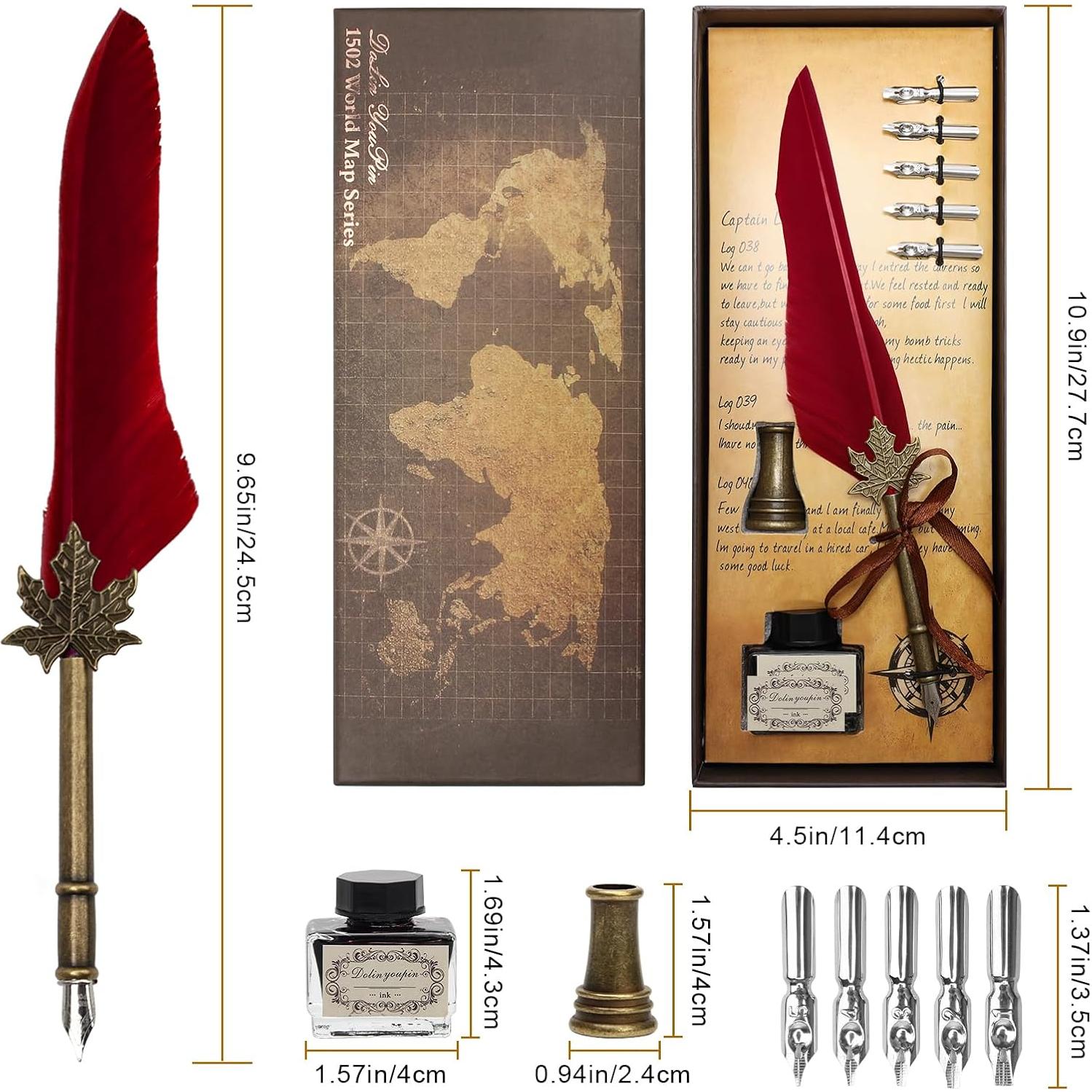 Conjunto de pluma y tinta AHIER con 5 puntas y 15ml tinta