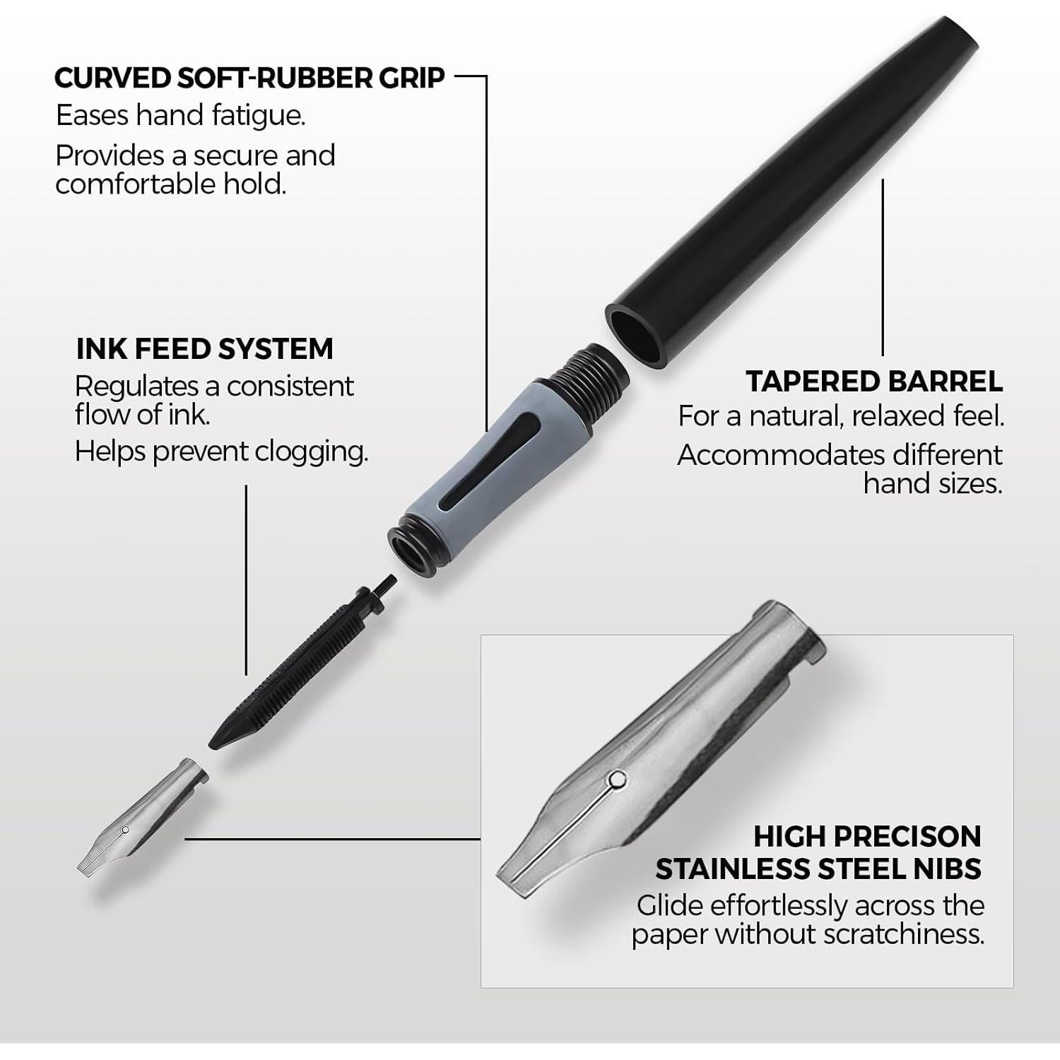 Juego de Plumas de Caligrafía Zieler 32 Piezas en Caja de Lata