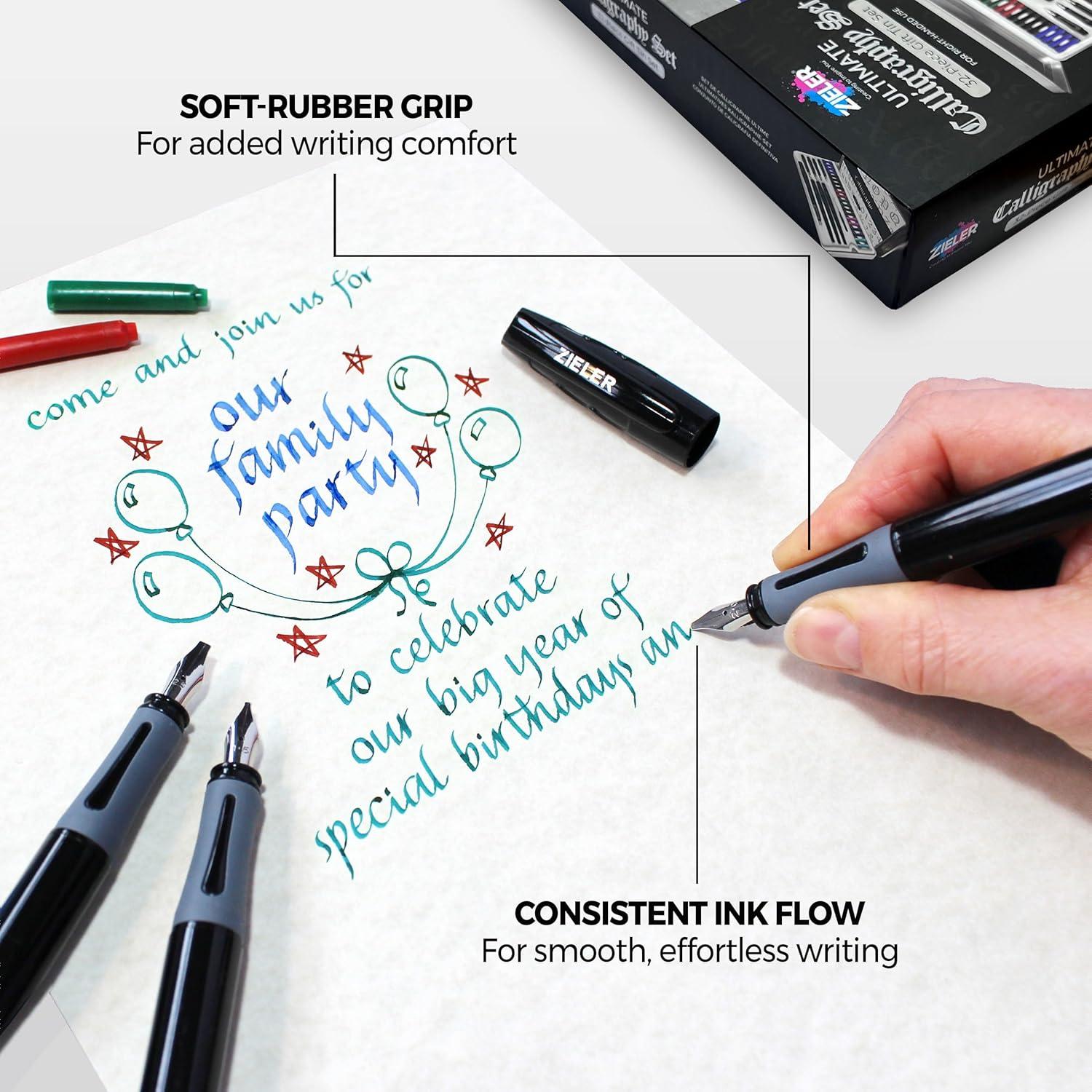 Juego de Plumas de Caligrafía Zieler 32 Piezas en Caja de Lata