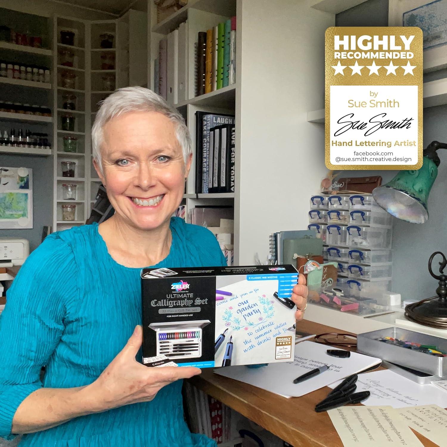 Juego de Plumas de Caligrafía Zieler 32 Piezas en Caja de Lata