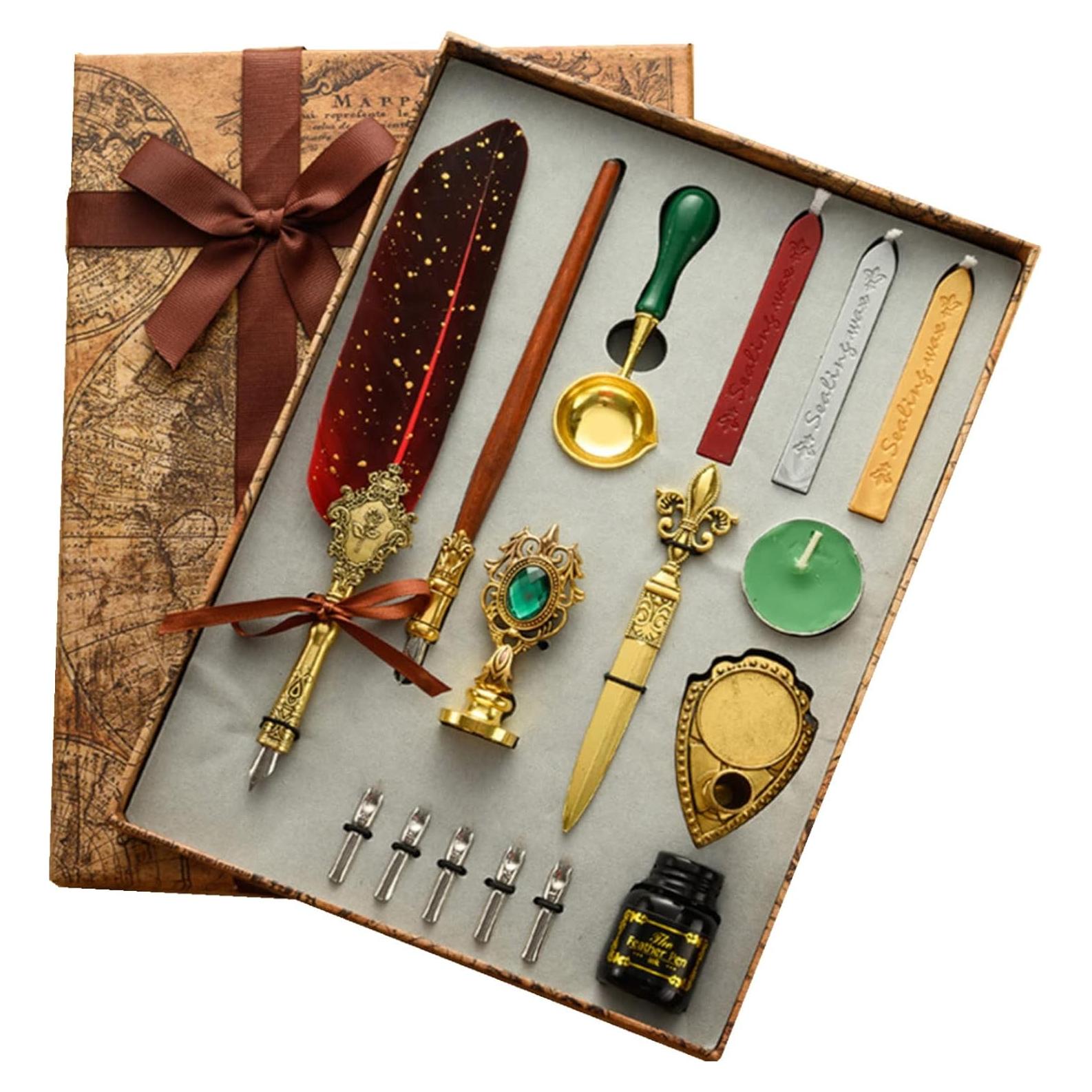 Juego de Caligrafía Joyeee con Pluma, Tinta y Sello de Cera